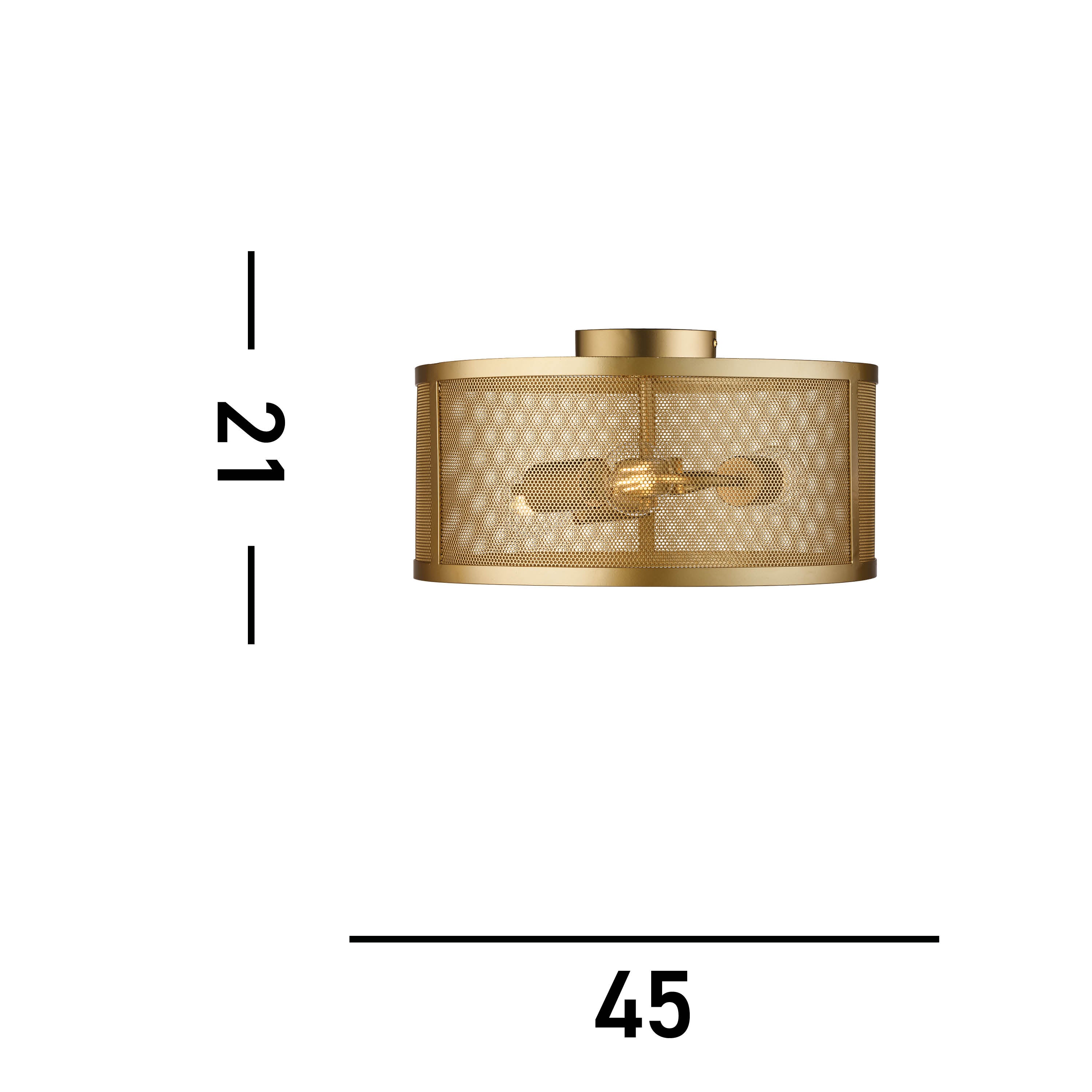 Searchlight Falkner 3 Light Drum Flush Fitting Matt Gold