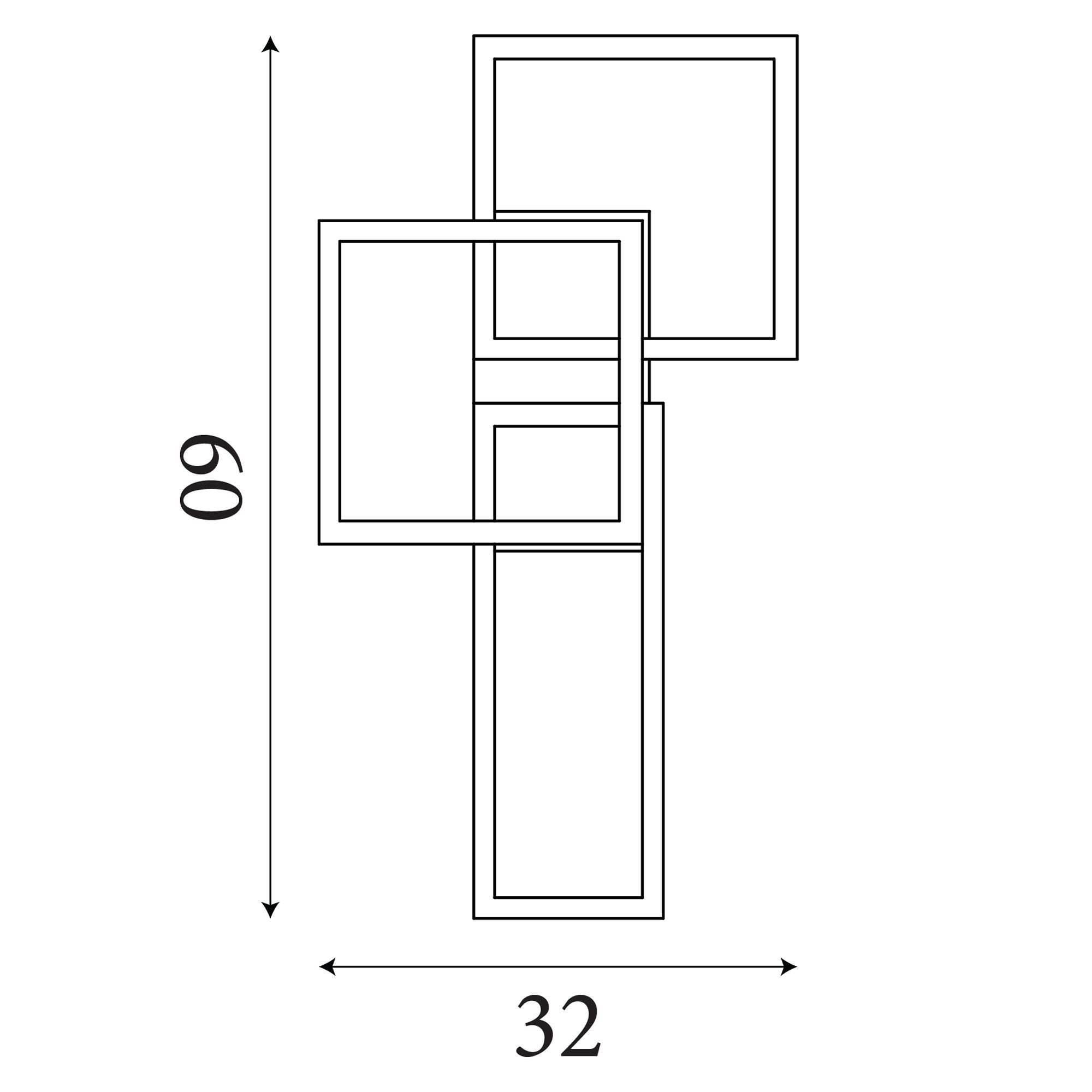 Technical line drawing of Wall Art II showing 60cm length and 32cm width