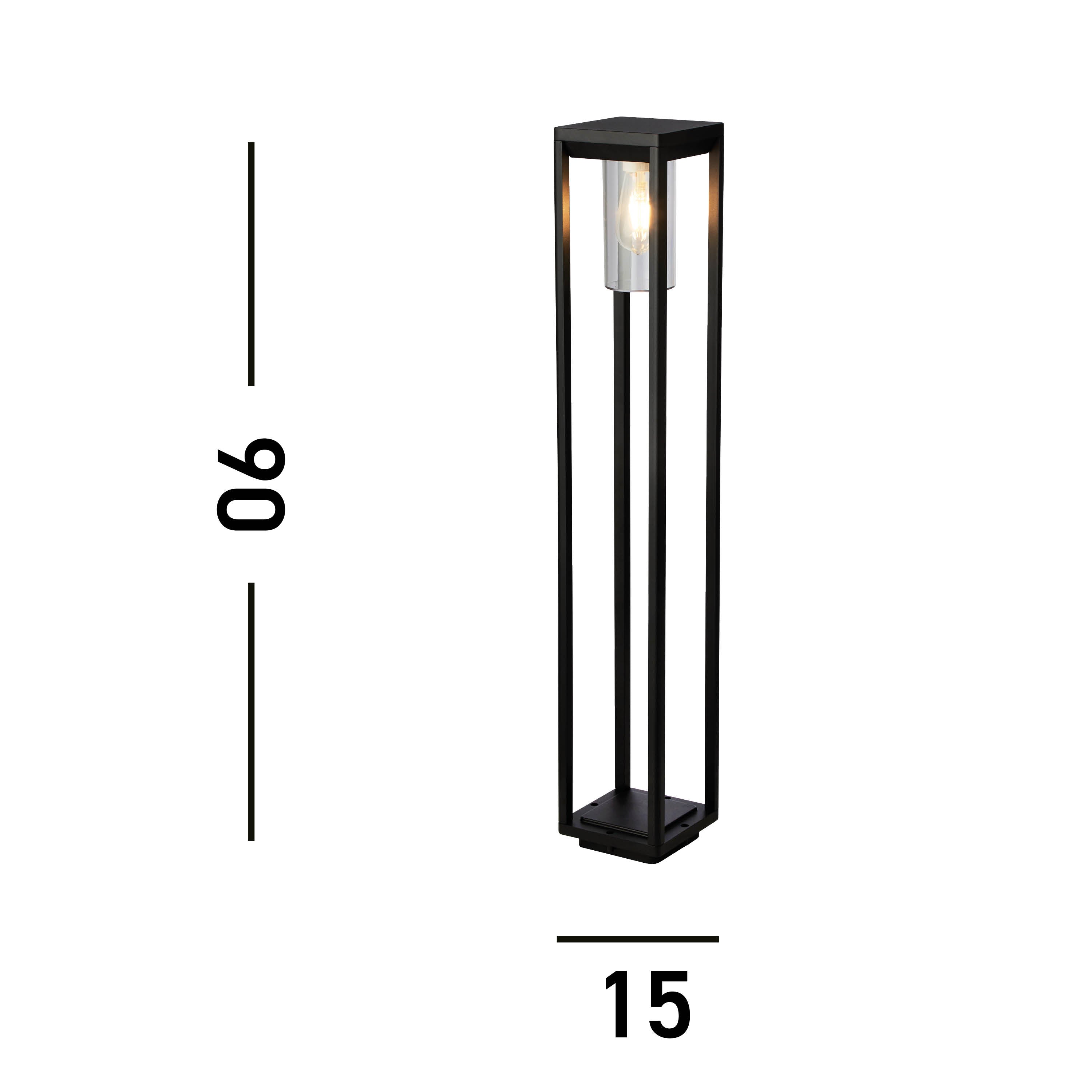 Searchlight Aubery 900mm Outdoor Post - Matt Black with Clear Diffuser