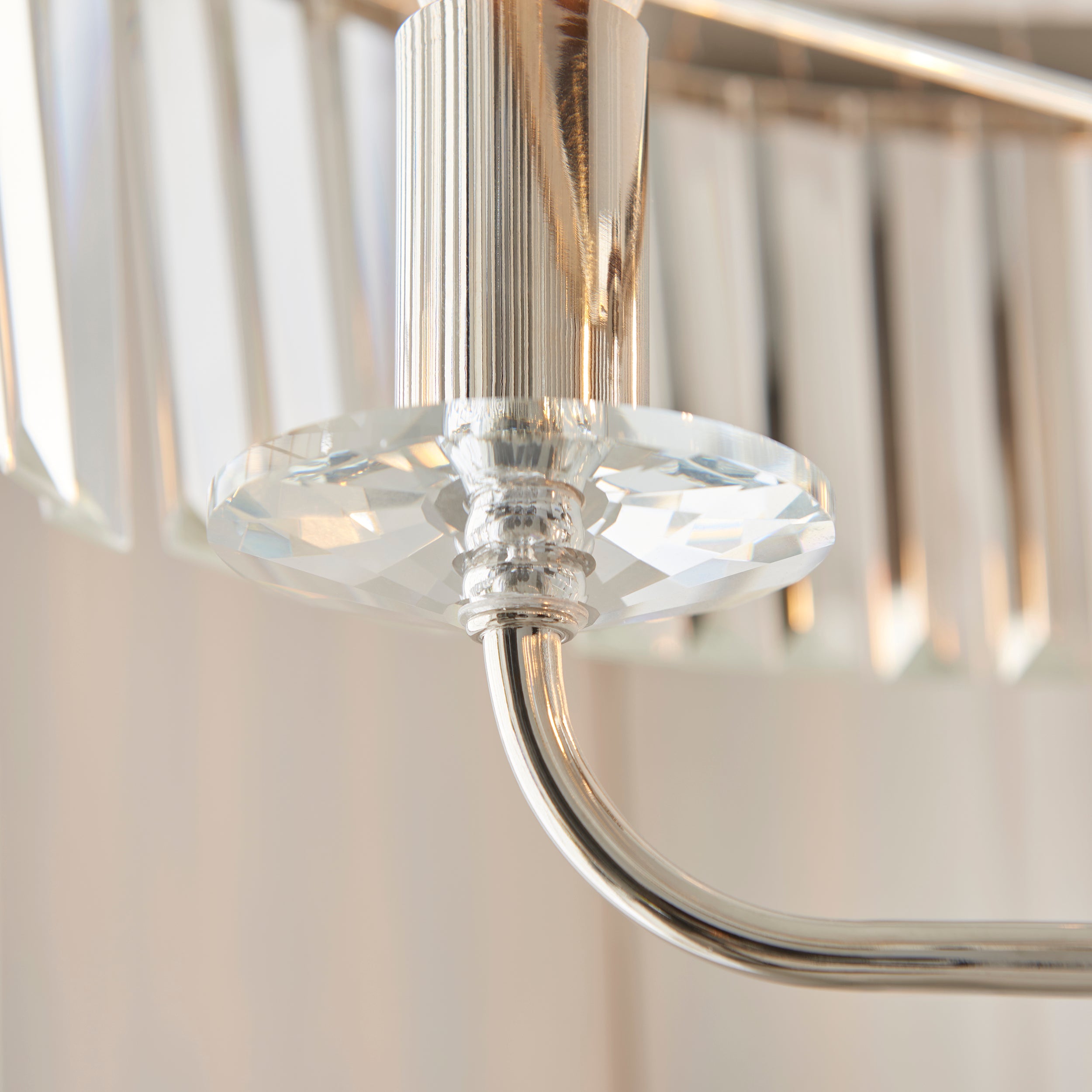 Utopia Martini 3 Light Floor Lamp - Bright Nickel & Clear Cut Glass