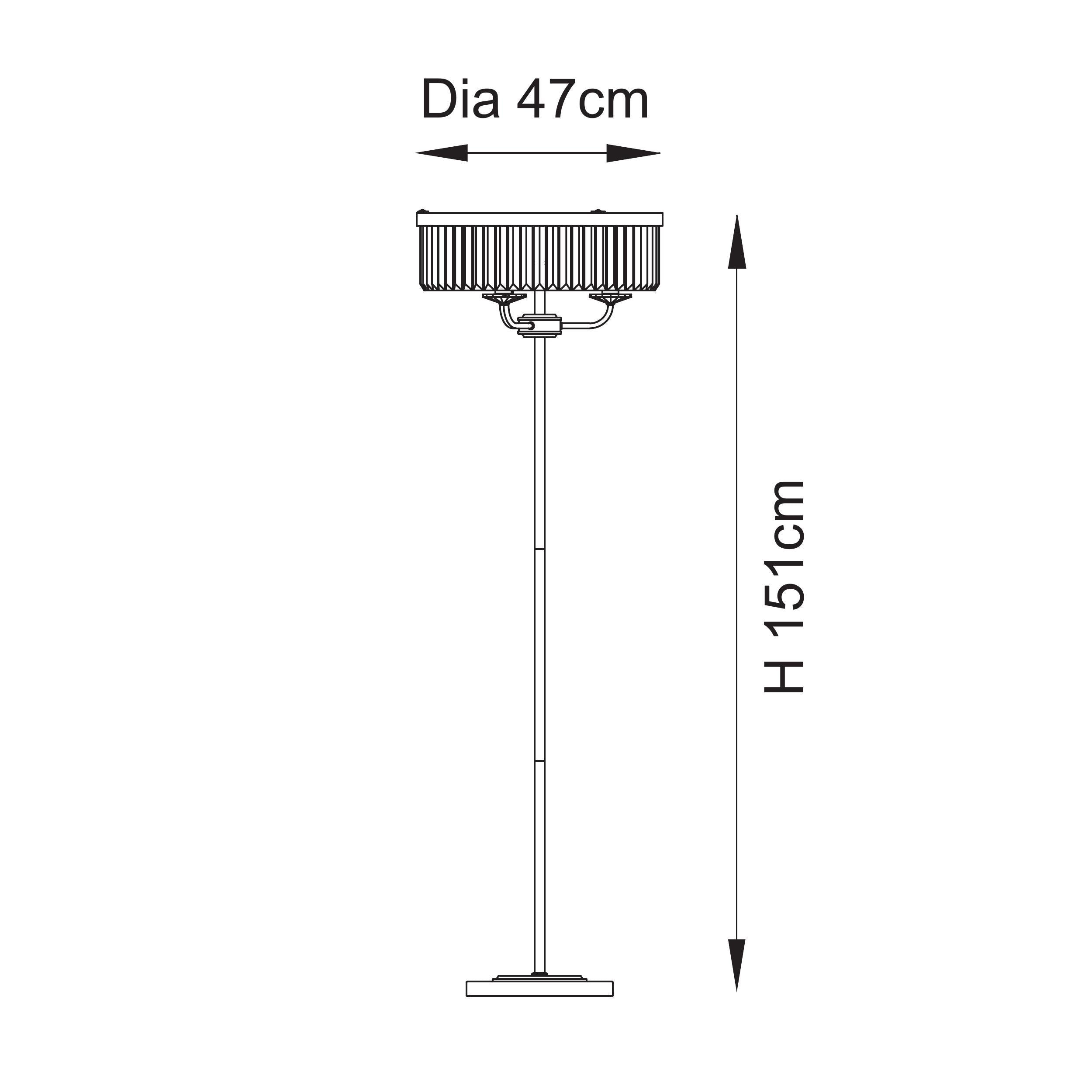 Utopia Martini 3 Light Floor Lamp - Bright Nickel & Clear Cut Glass