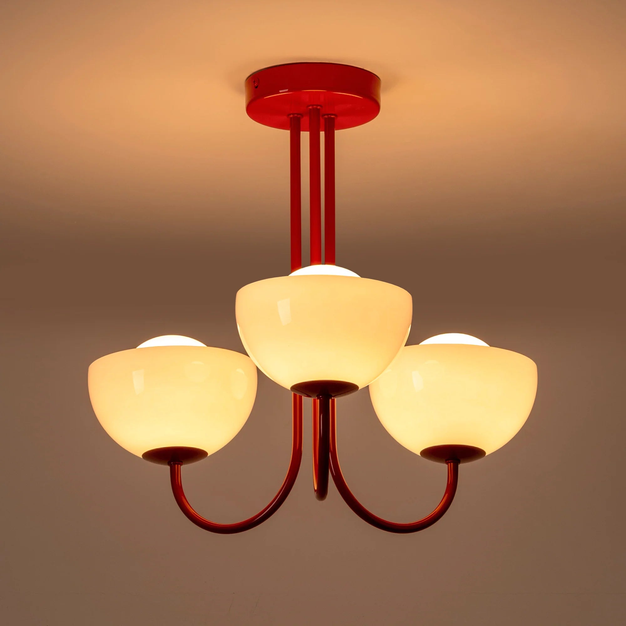 houseof. Dome 3 Light Ceiling Pendant - Jam Red