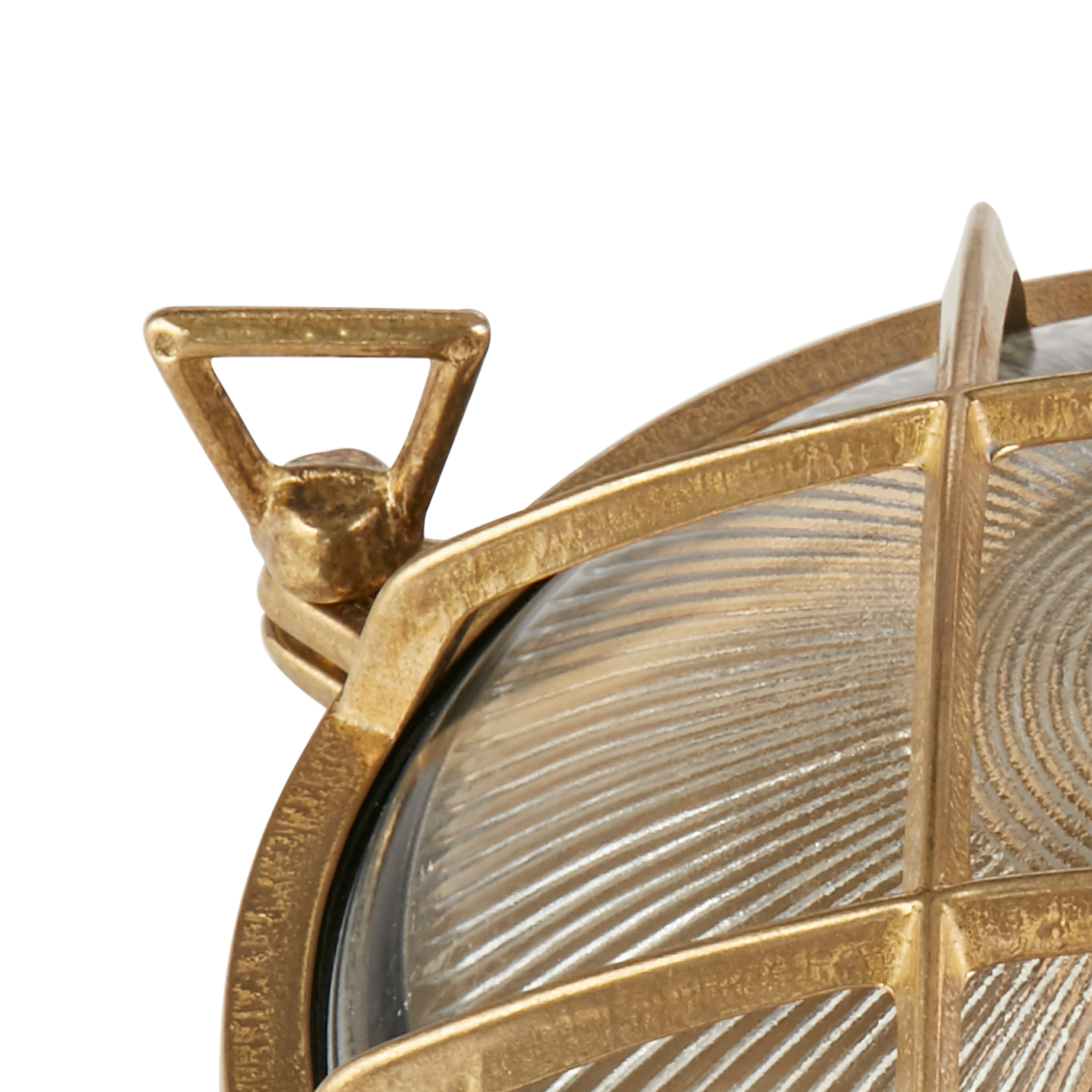 Searchlight Browside Round Outdoor Light - Solid Brass & Ribbed Glass