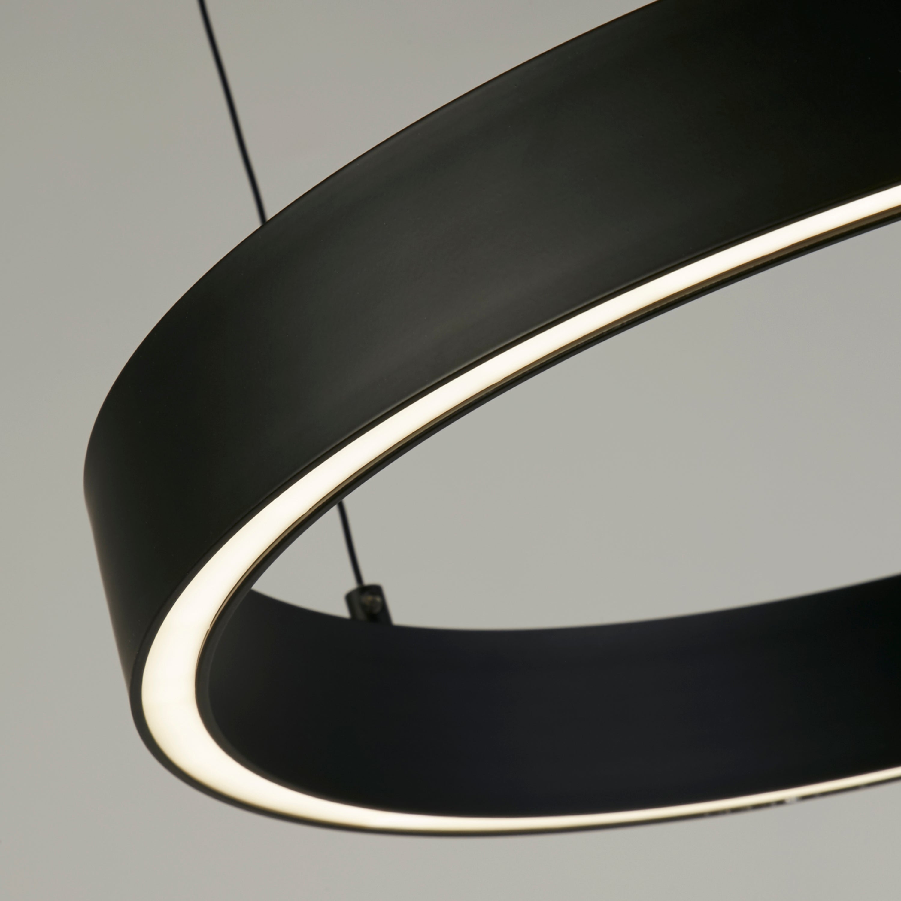 Searchlight Lance 440mm Gesture Control Pendant - Black Metal & Opal Acrylic