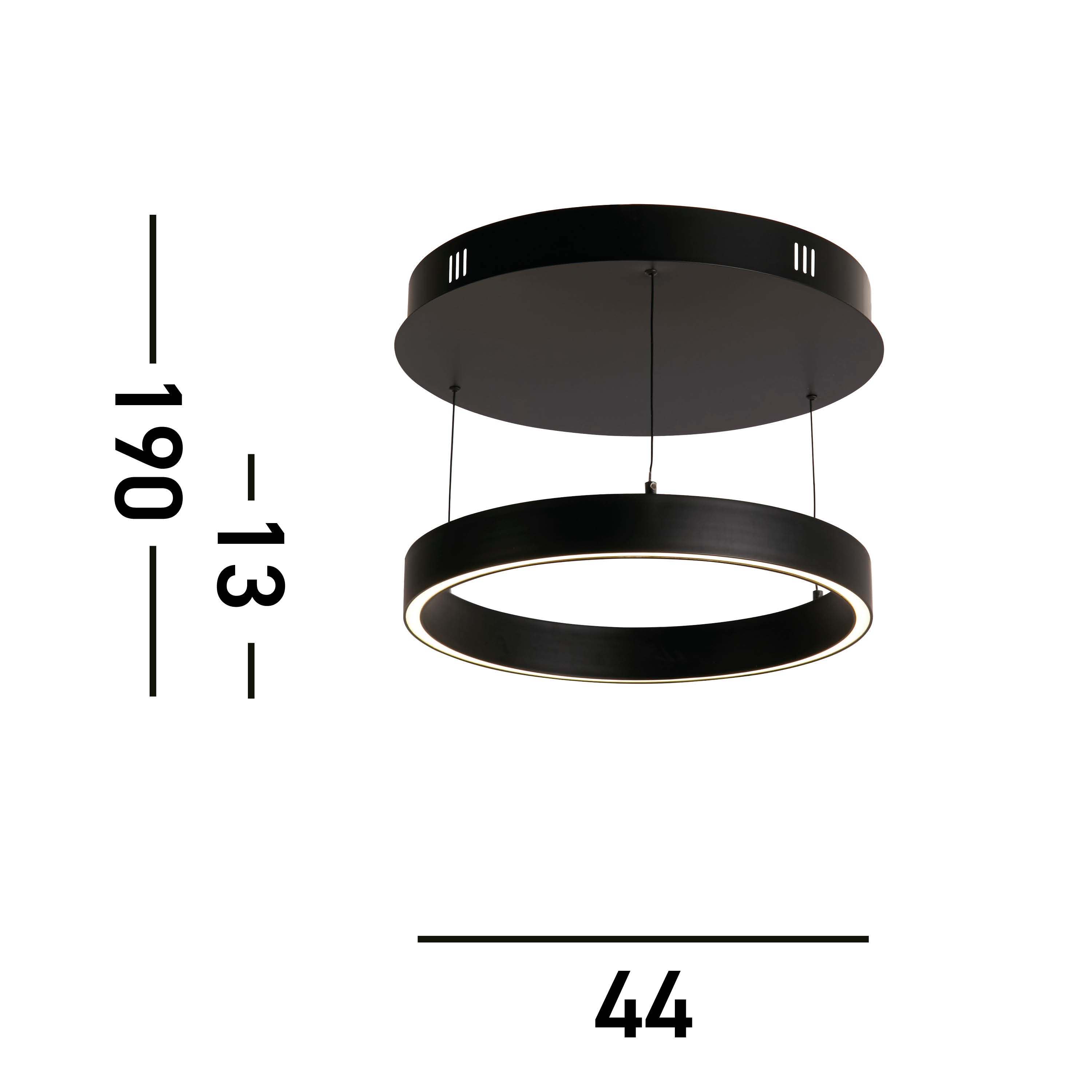 Searchlight Lance 440mm Gesture Control Pendant - Black Metal & Opal Acrylic