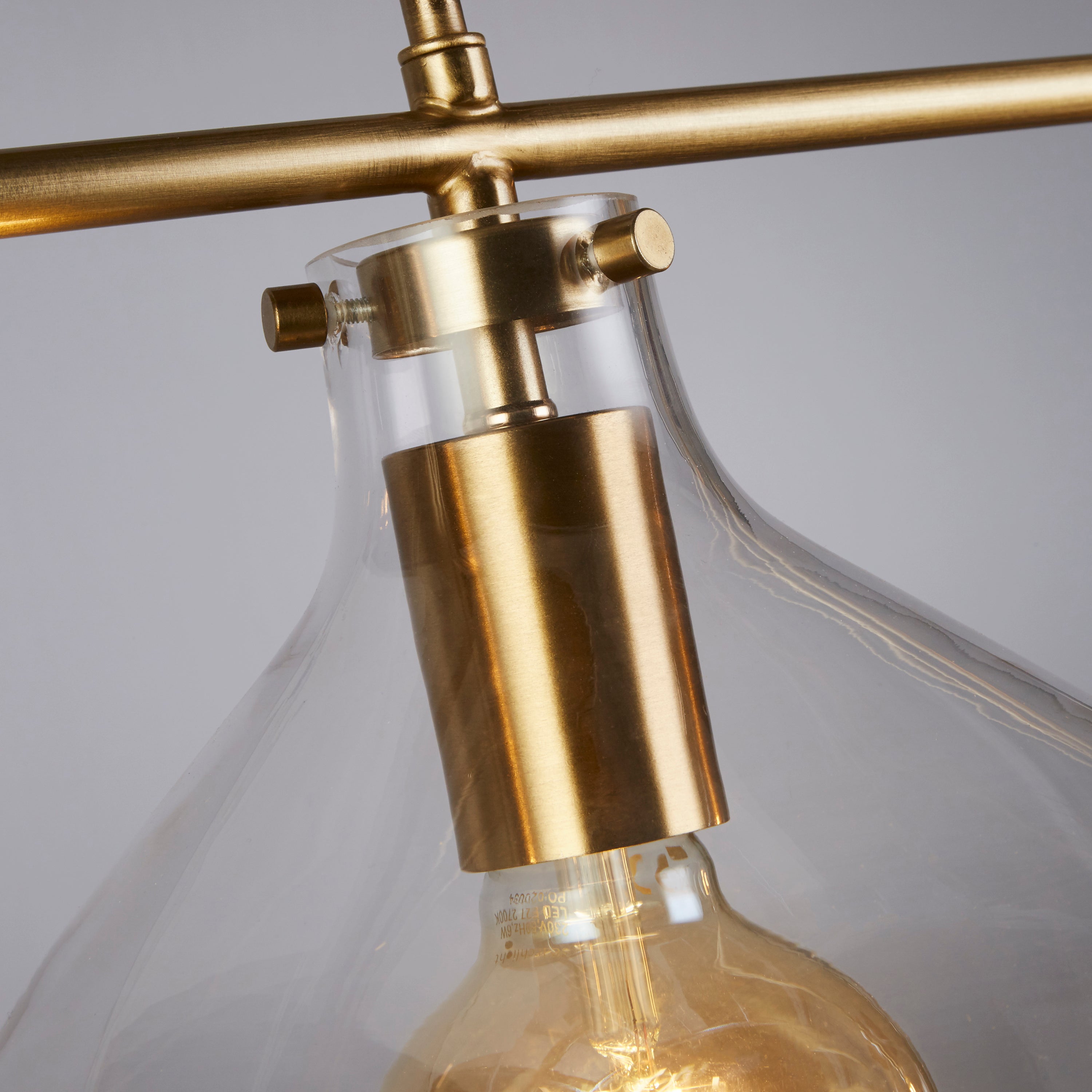 Searchlight Manesty 3 Light Bar Pendant - Brass Metal & Glass
