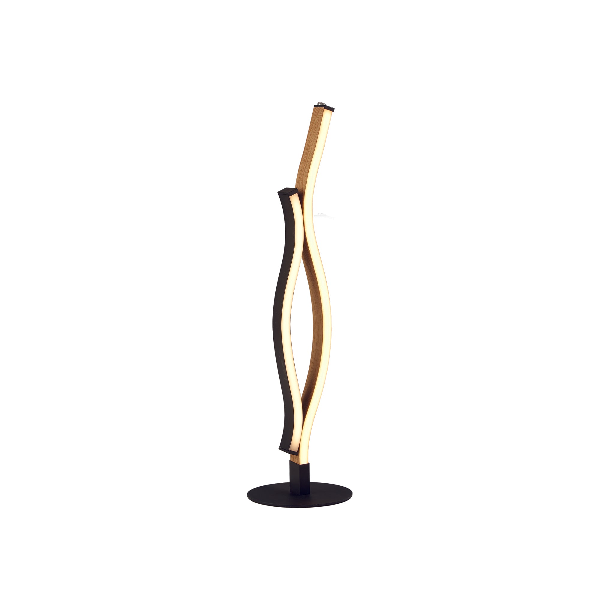 Searchlight Belmont Swirl LED Table Lamp - Black With Wood Effect