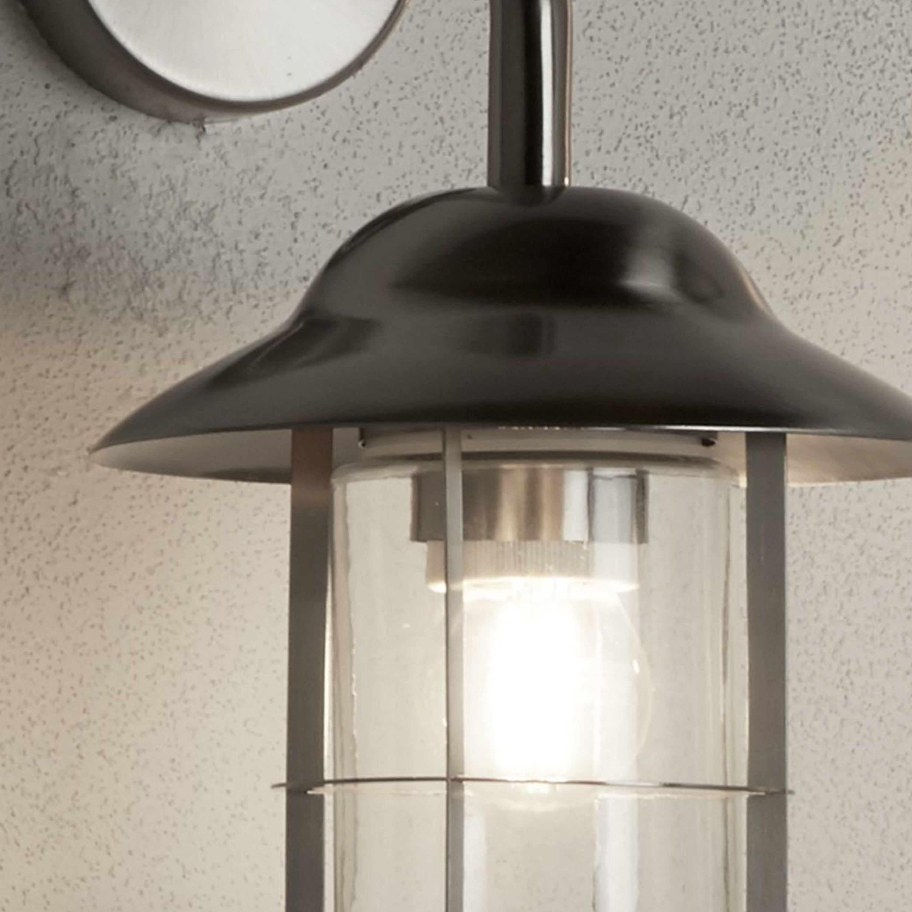 Searchlight Tarlton Outdoor Wall Light - Satin Silver & Clear Glass - IP44