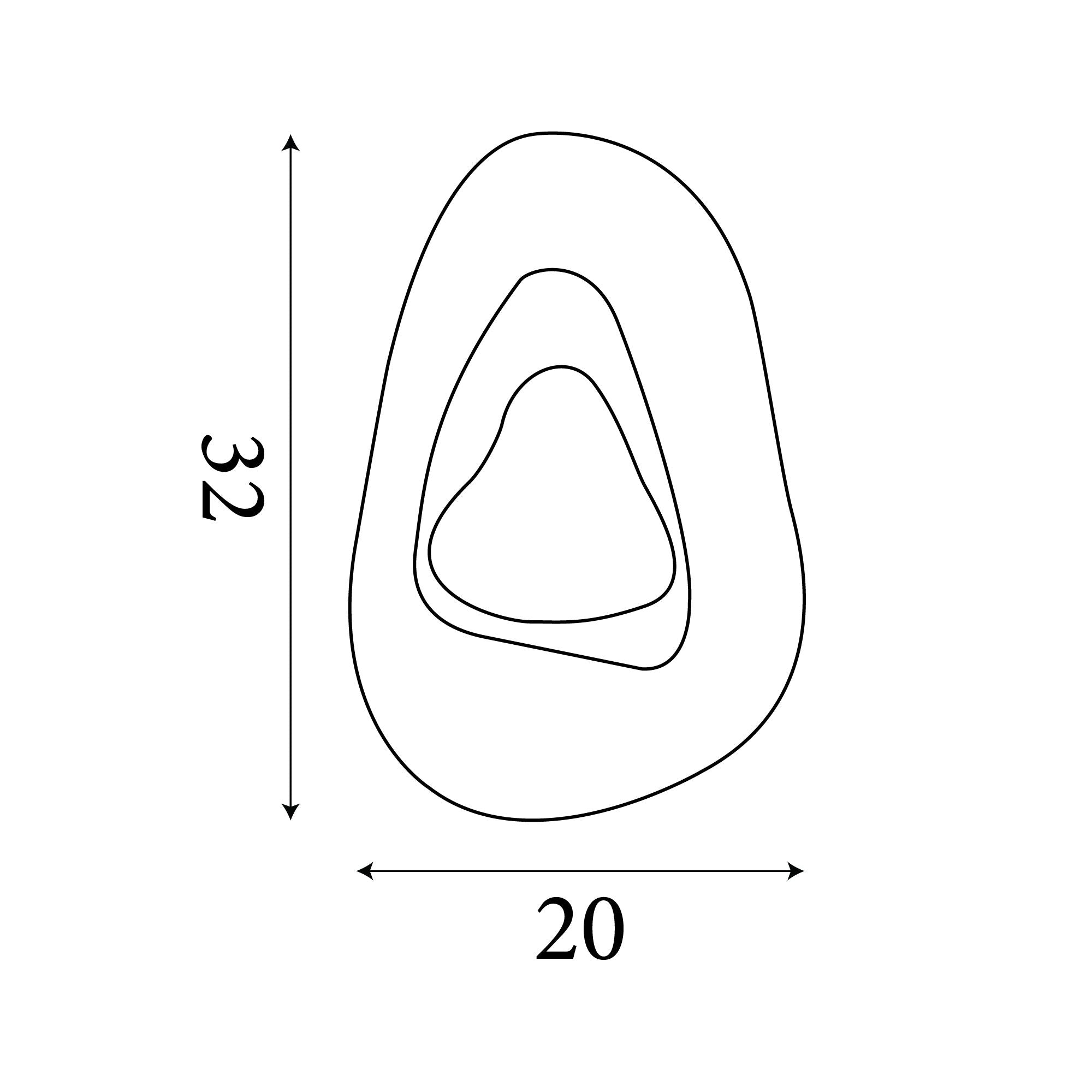 Line drawing of the Destiny wall light showing dimensions of 32cm height and 20cm width