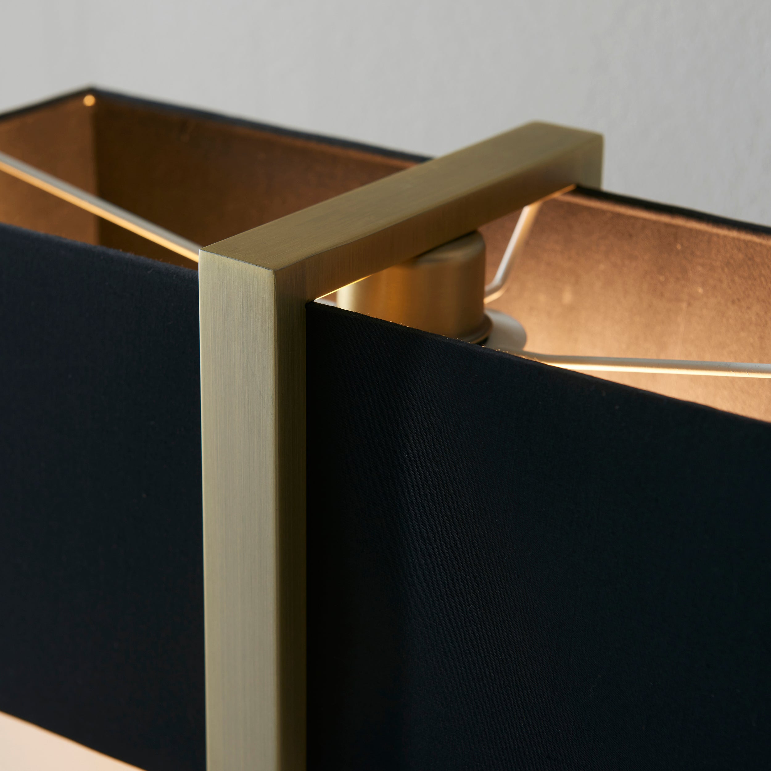Utopia Oblong Table Lamp - Antique Brass And Black Shade