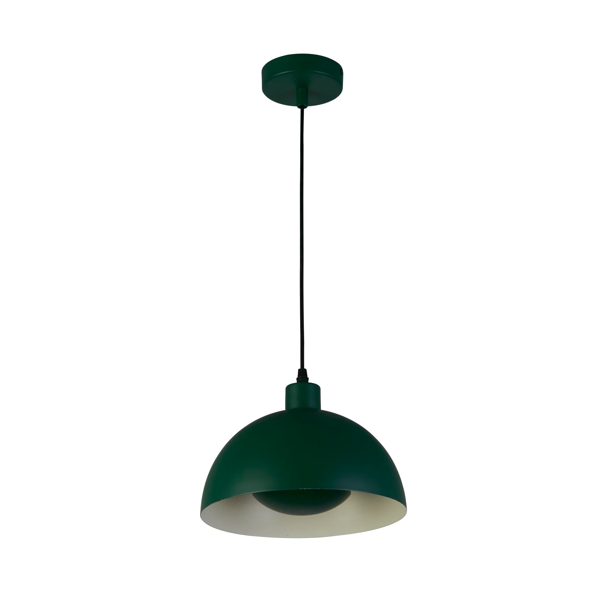 Searchlight Mars 1 Light Pendant - Matt Green Metal & Cream Inner 40cm - view 2