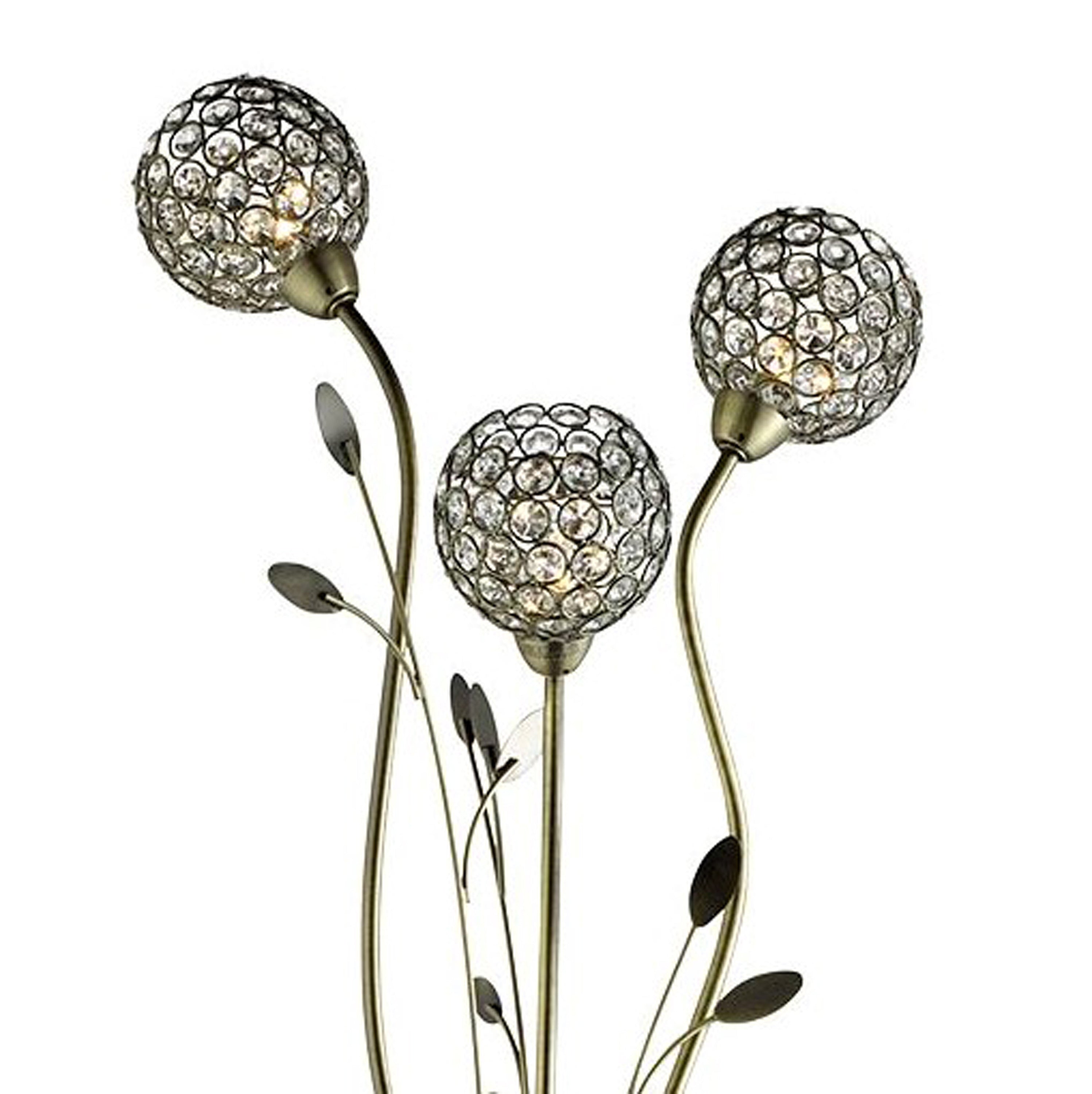 Searchlight Bay II 3 Light Floor Lamp - Antique Brass & Clear Glass Deco Shades