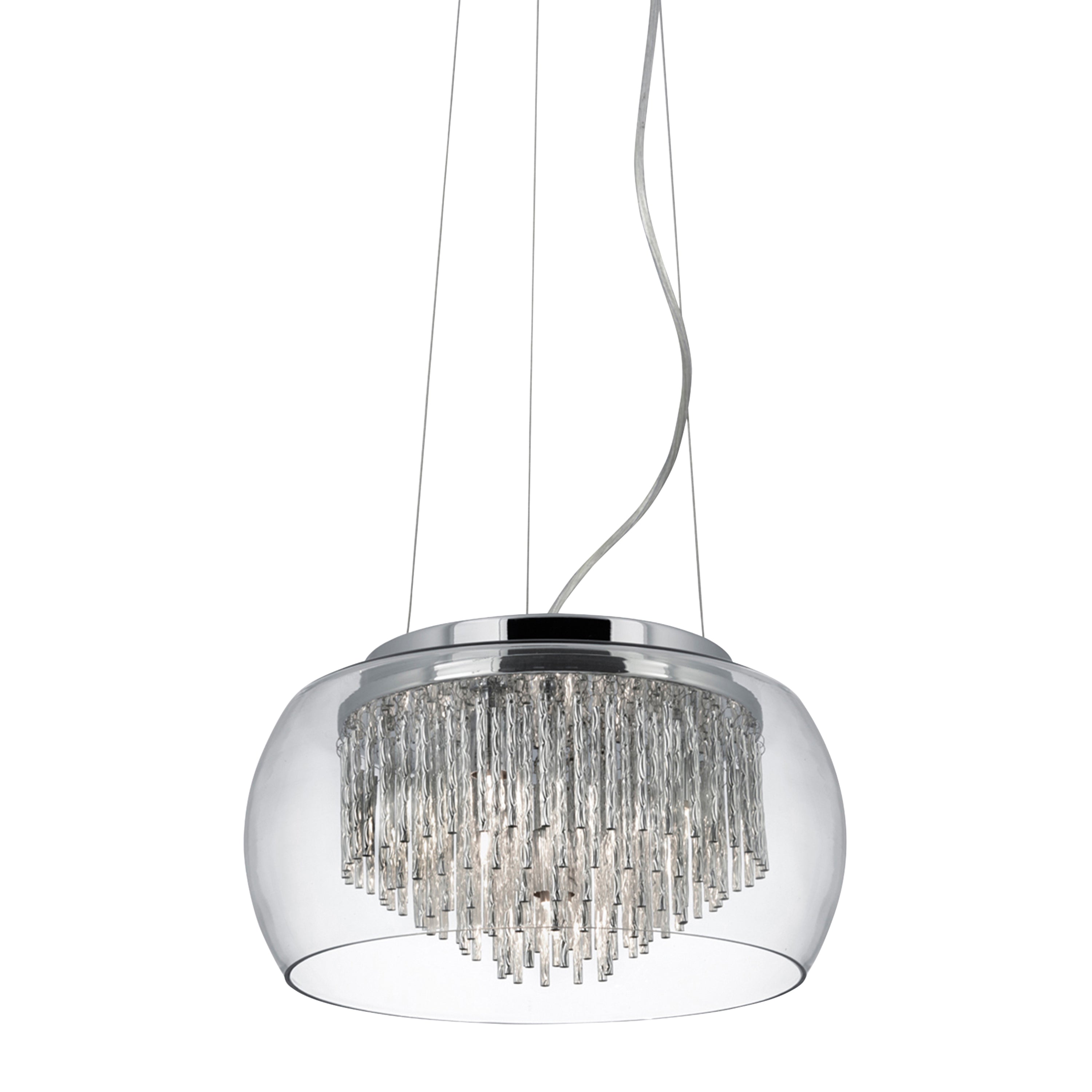 Searchlight Chandos Clear Glass Shade 4 Light Fitting With Aluminium Spiral Tubes