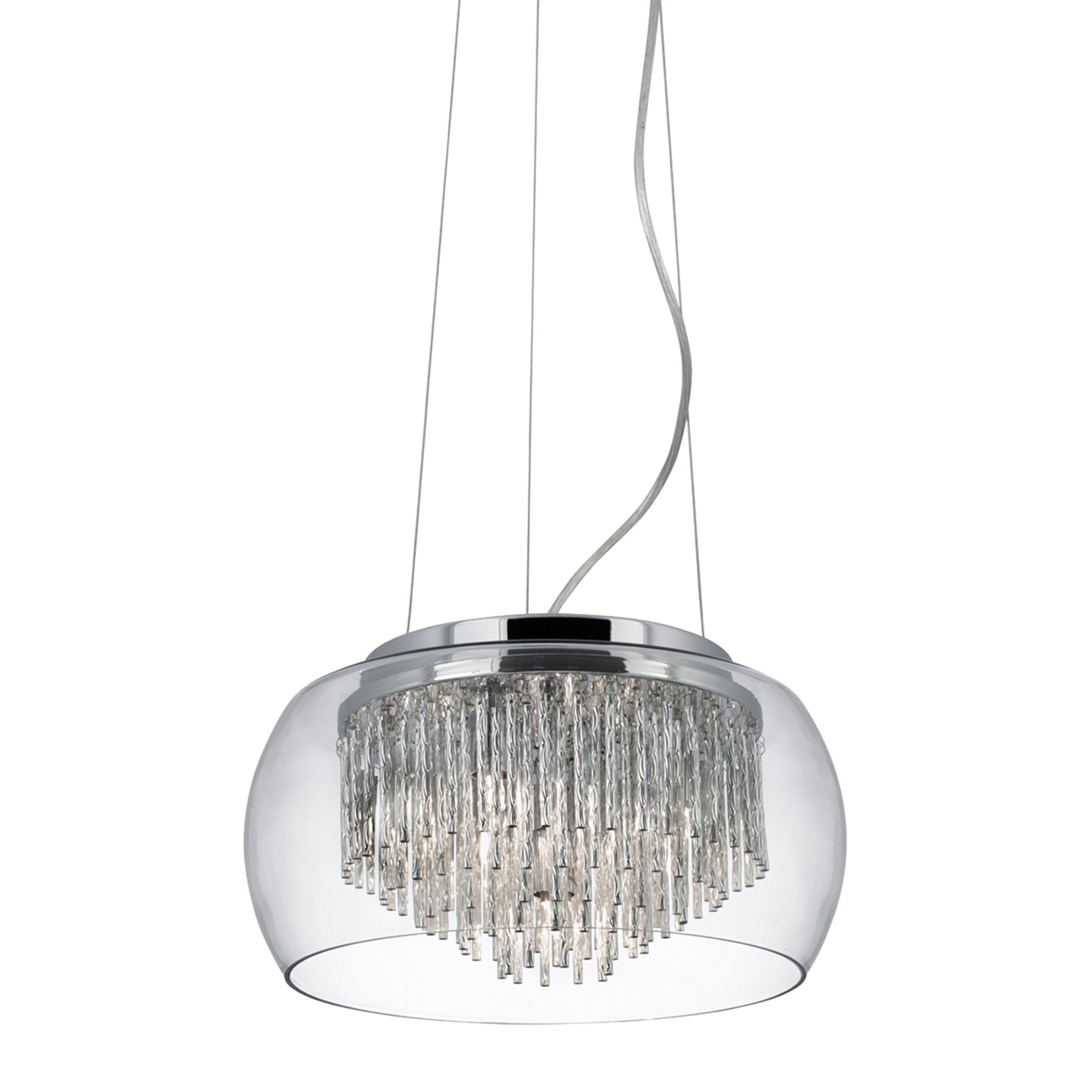 Searchlight Chandos Clear Glass Shade 4 Light Fitting With Aluminium Spiral Tubes