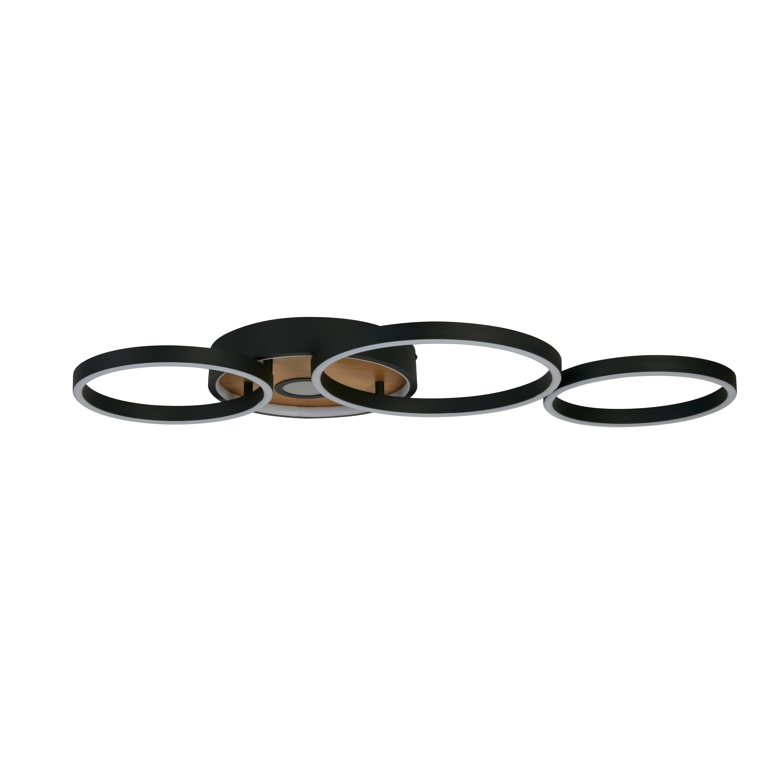 Searchlight Chambers Flush - Black Metal & Wood