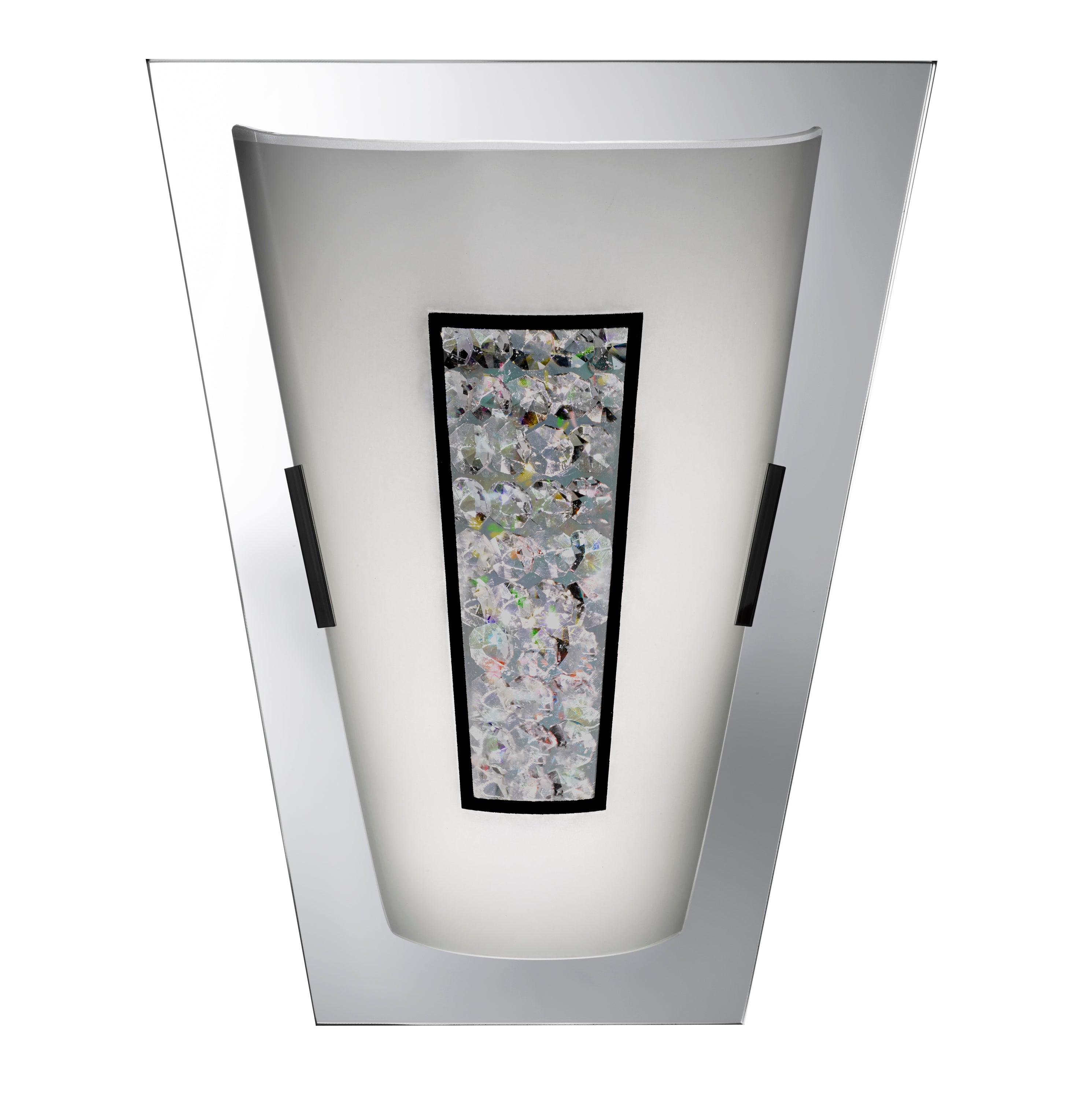 Searchlight Pim 16 LED IP44 Wall Light - Chrome & Crystal Inner With White Glass Shade
