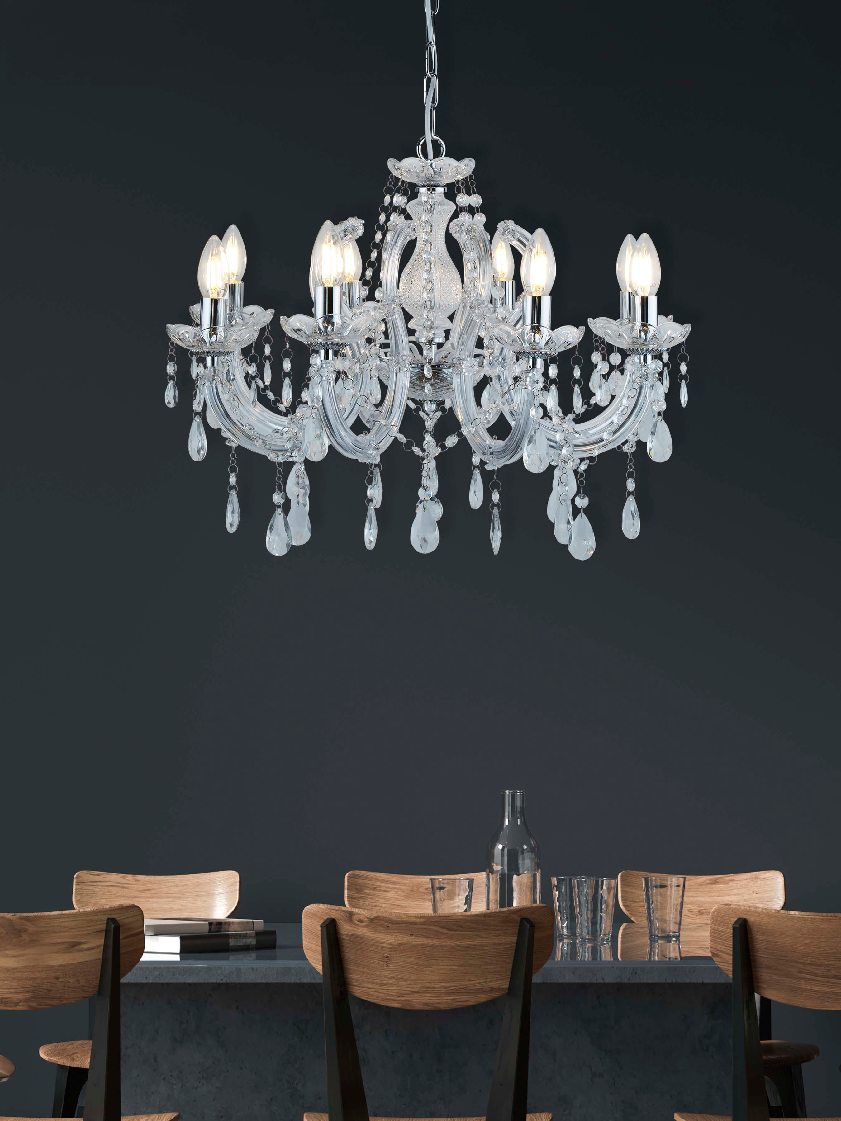 Searchlight Maple 8 Light Chandelier - Chrome & Clear Acrylic