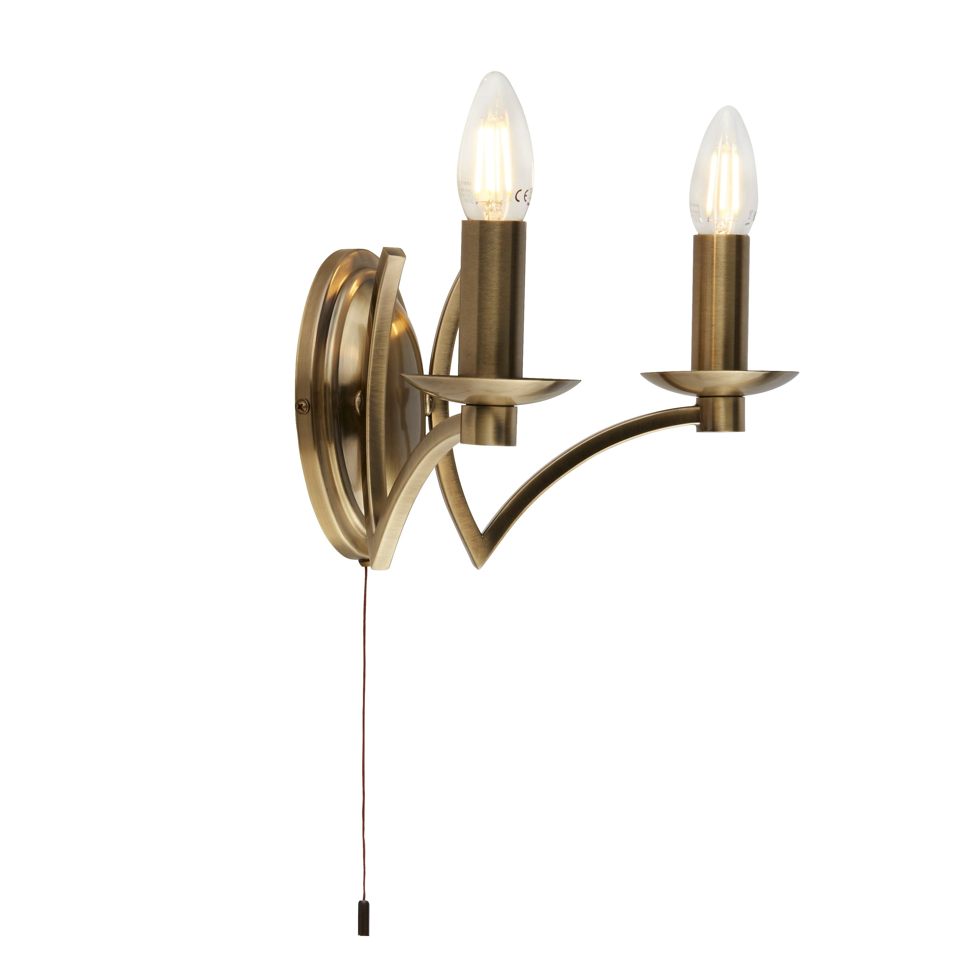 Searchlight Arley 2 Light Wall Light - Antique Brass