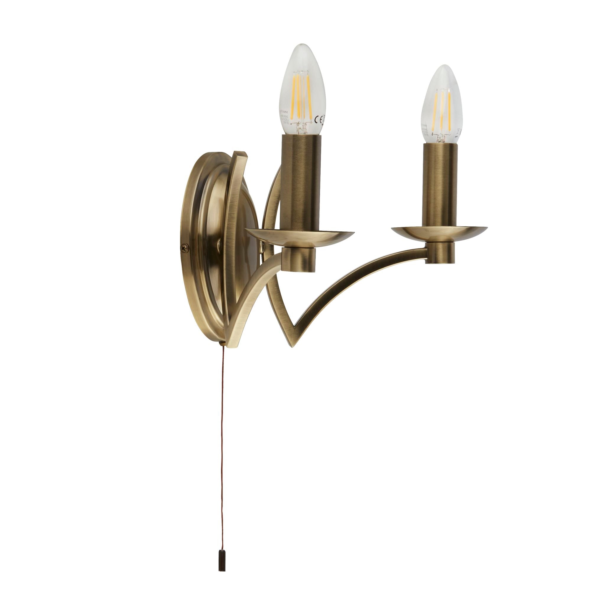 Searchlight Arley 2 Light Wall Light - Antique Brass