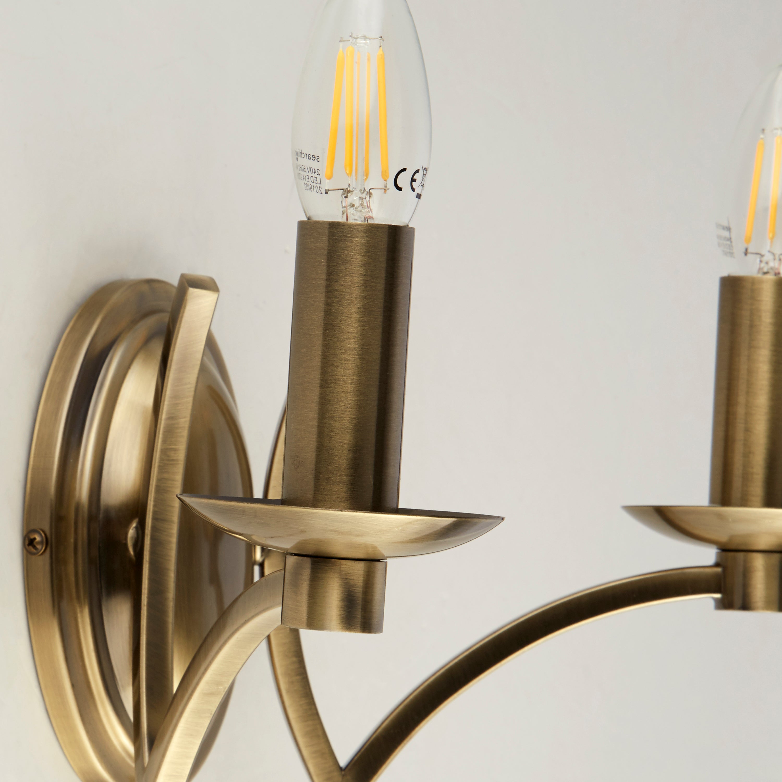 Searchlight Arley 2 Light Wall Light - Antique Brass