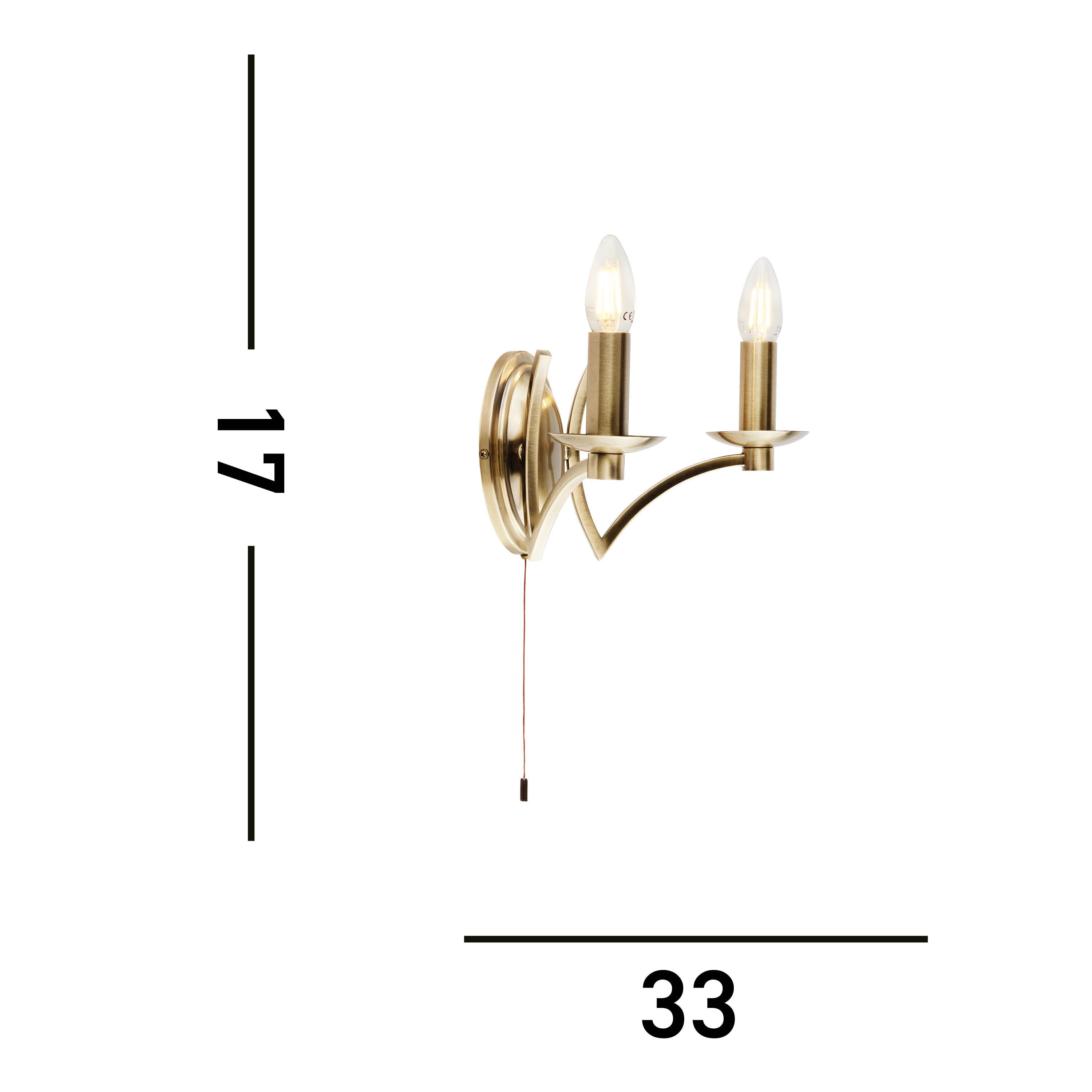 Searchlight Arley 2 Light Wall Light - Antique Brass