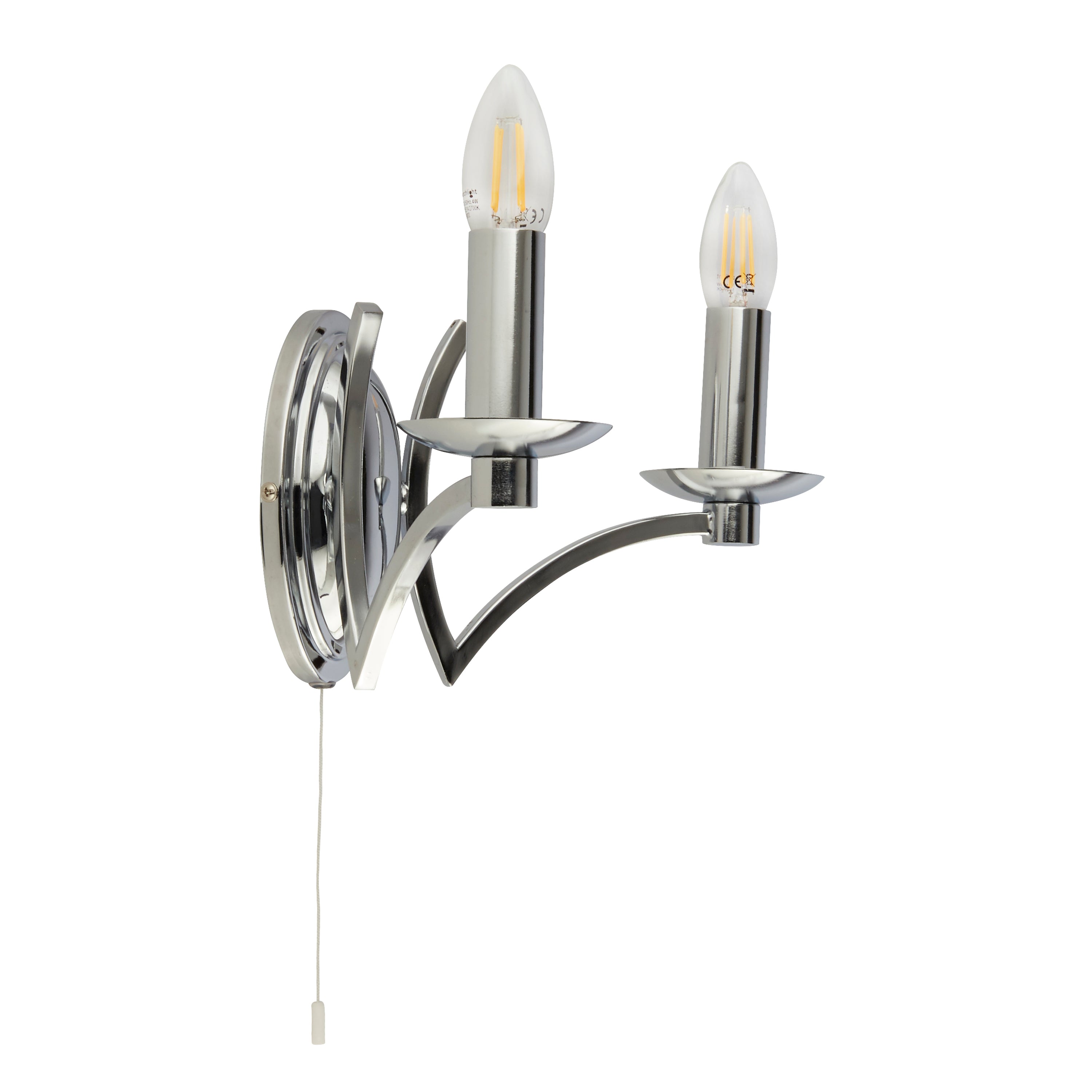 Searchlight Arley 2 Light Wall Light - Chrome