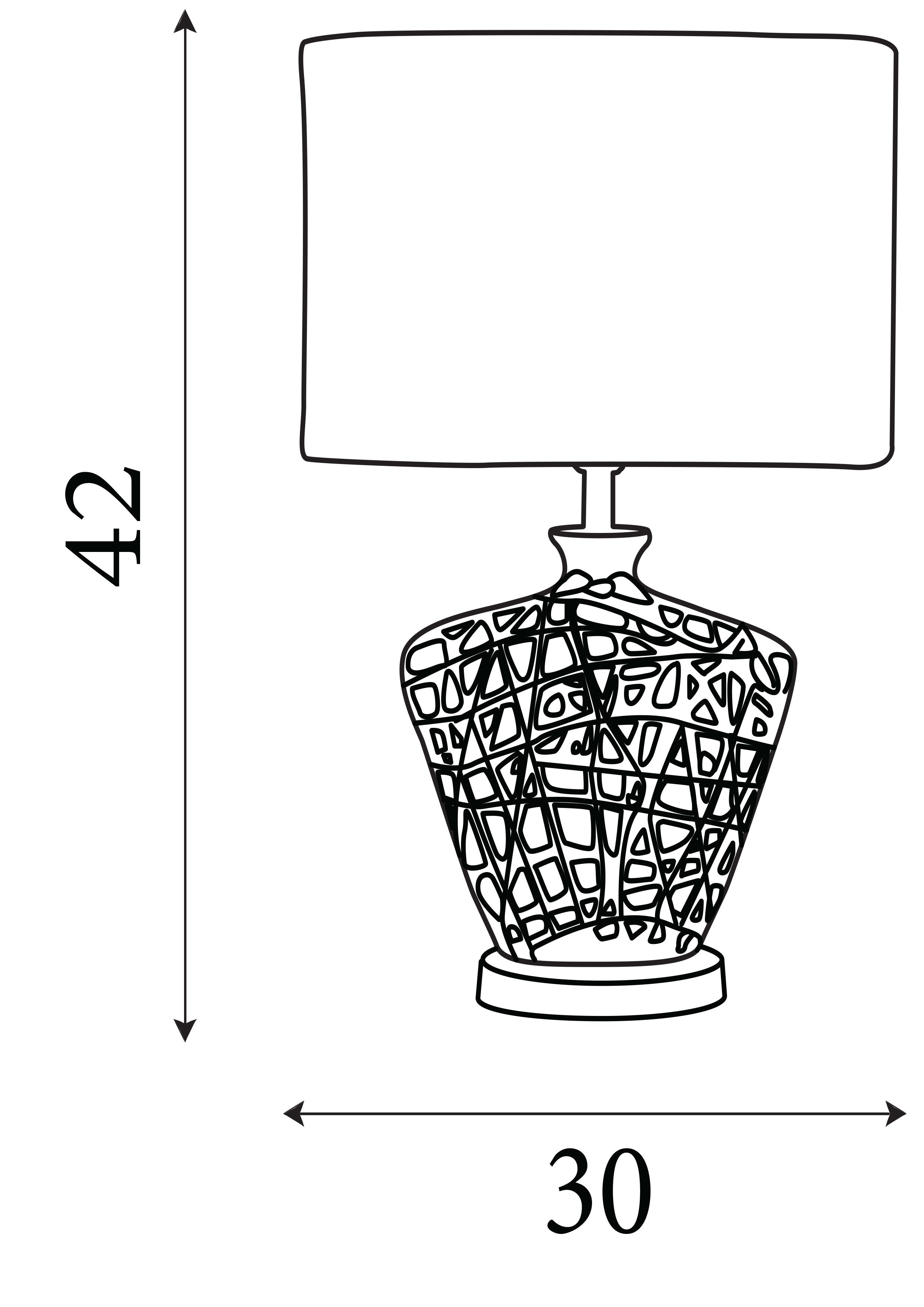 Line drawing of the Network table lamp with overall dimensions marked