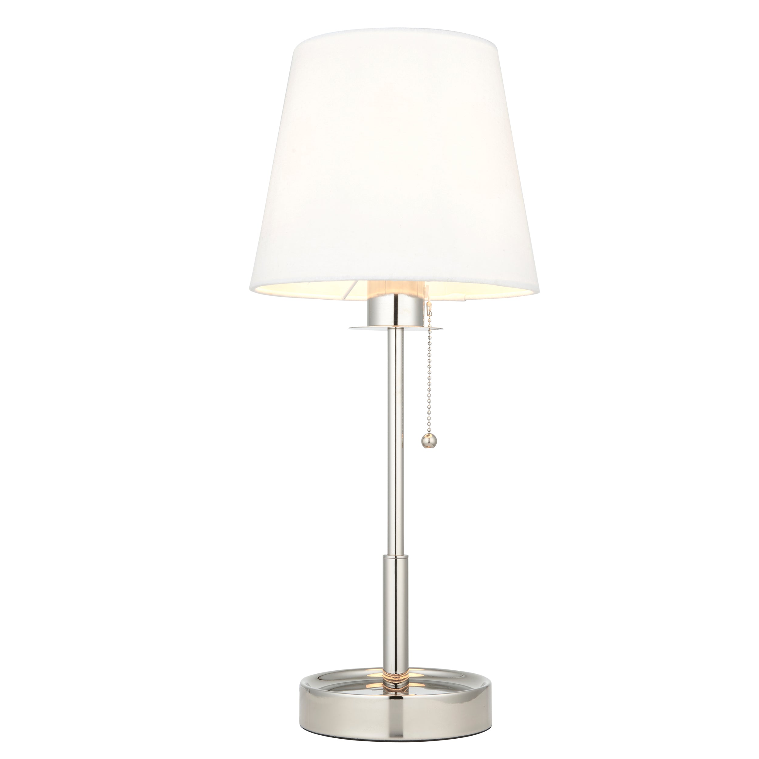 Utopia Eton Vanity Table Lamp - Bright Nickel & Vintage White Tapered Shade