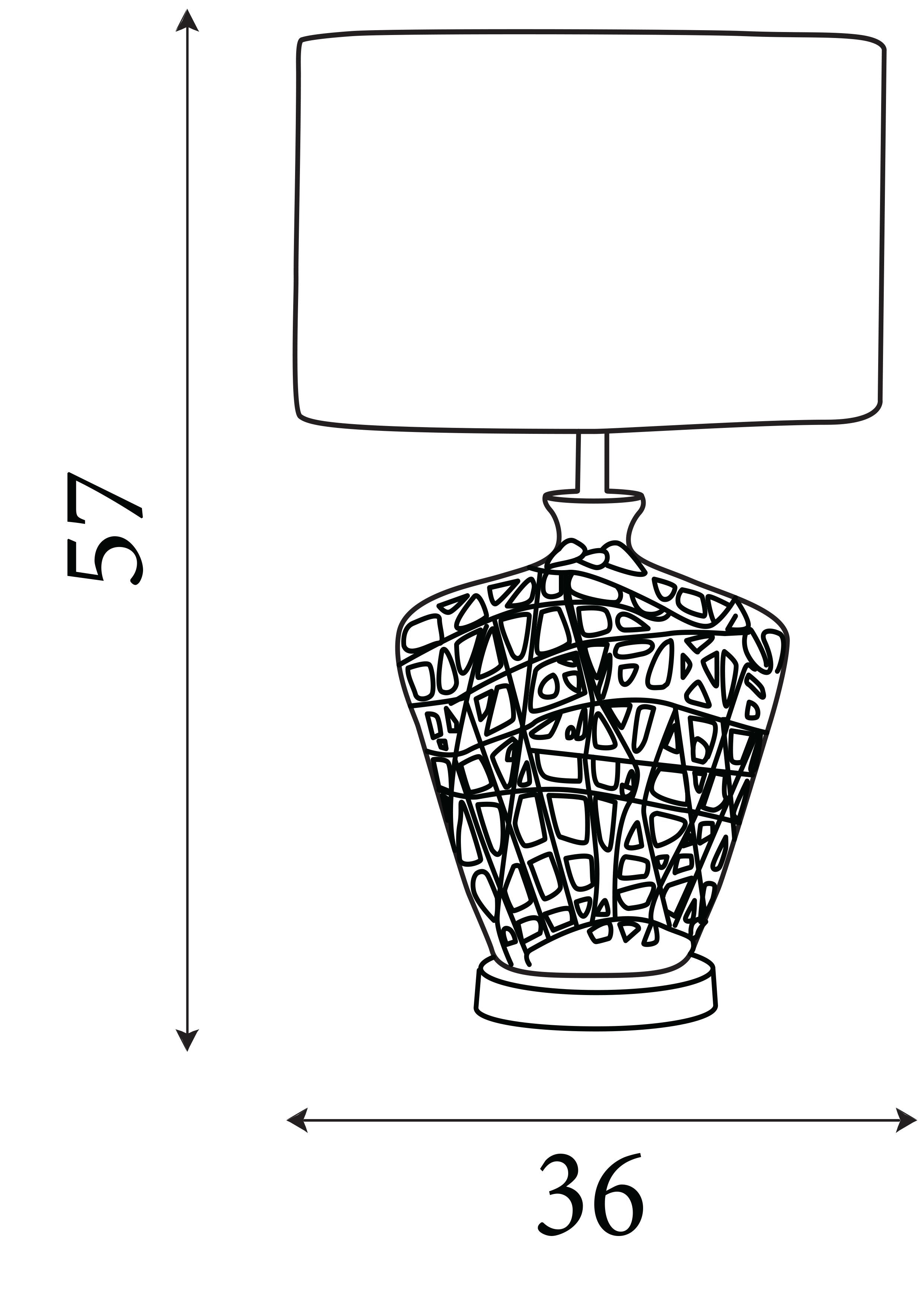 Line drawing of the large Network table lamp with overall dimensions marked