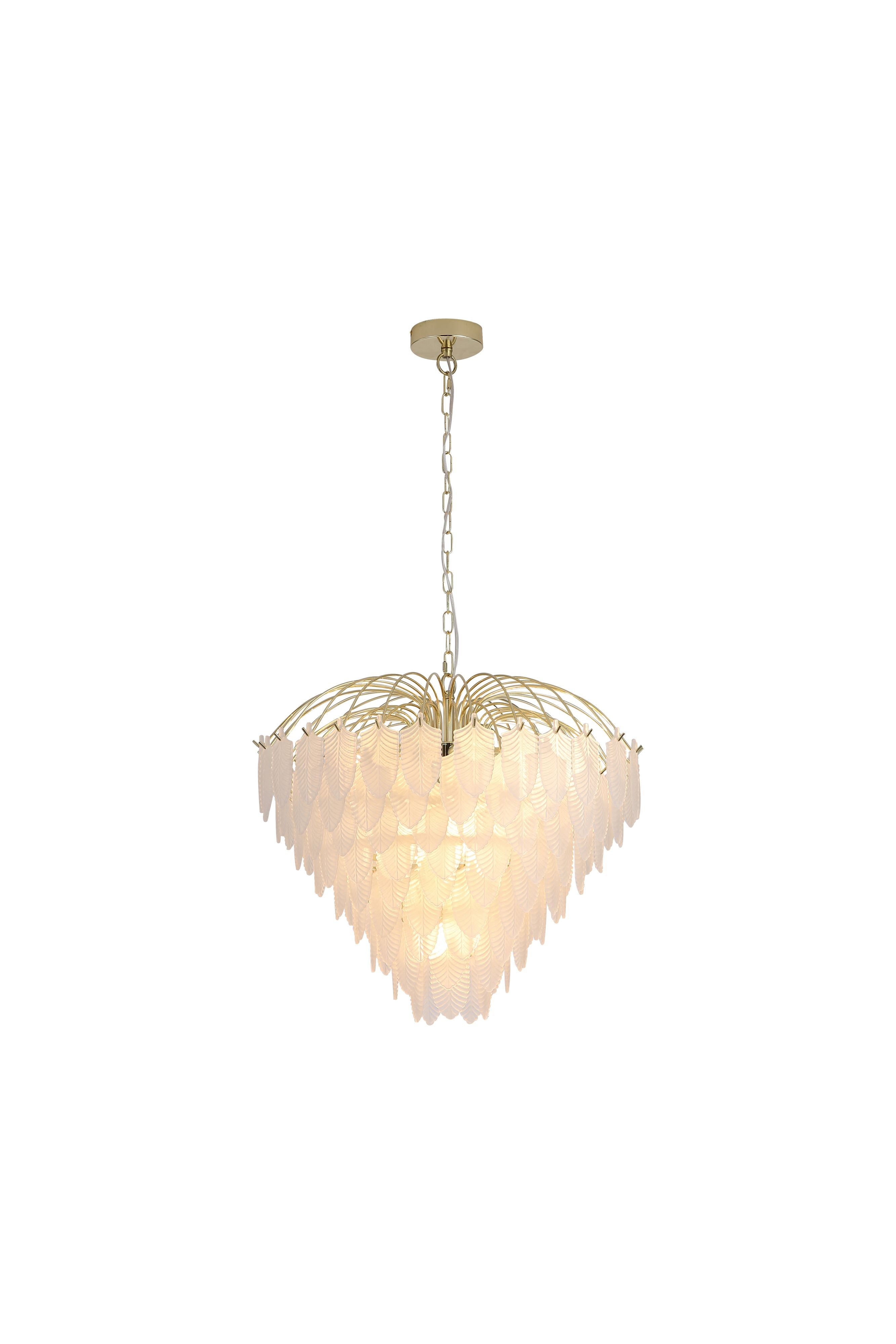 Searchlight Feather 10 Light Pendant - Polished Brass
