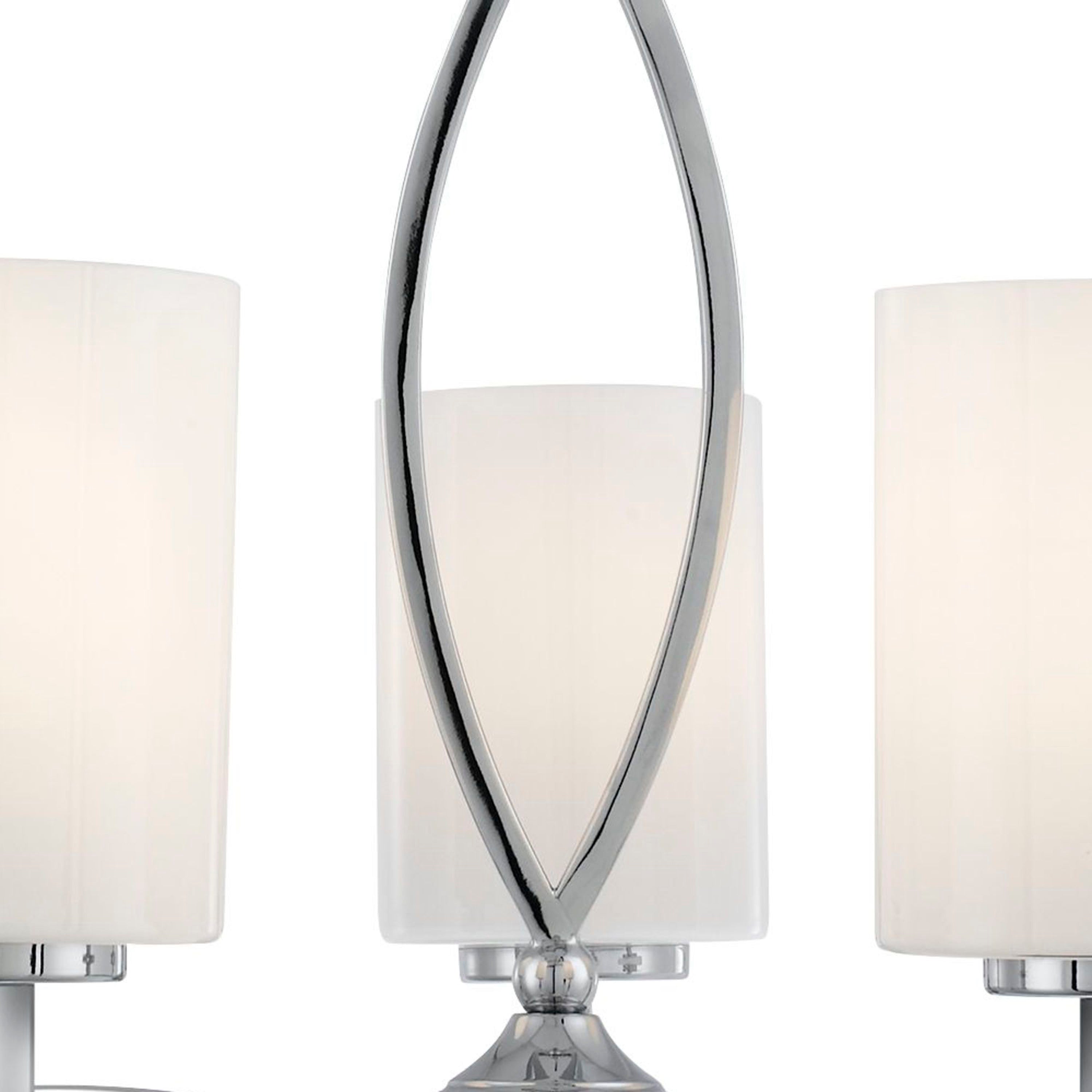 Searchlight Gascoyne - 5 Light Ceiling, Chrome, White Glass Shades