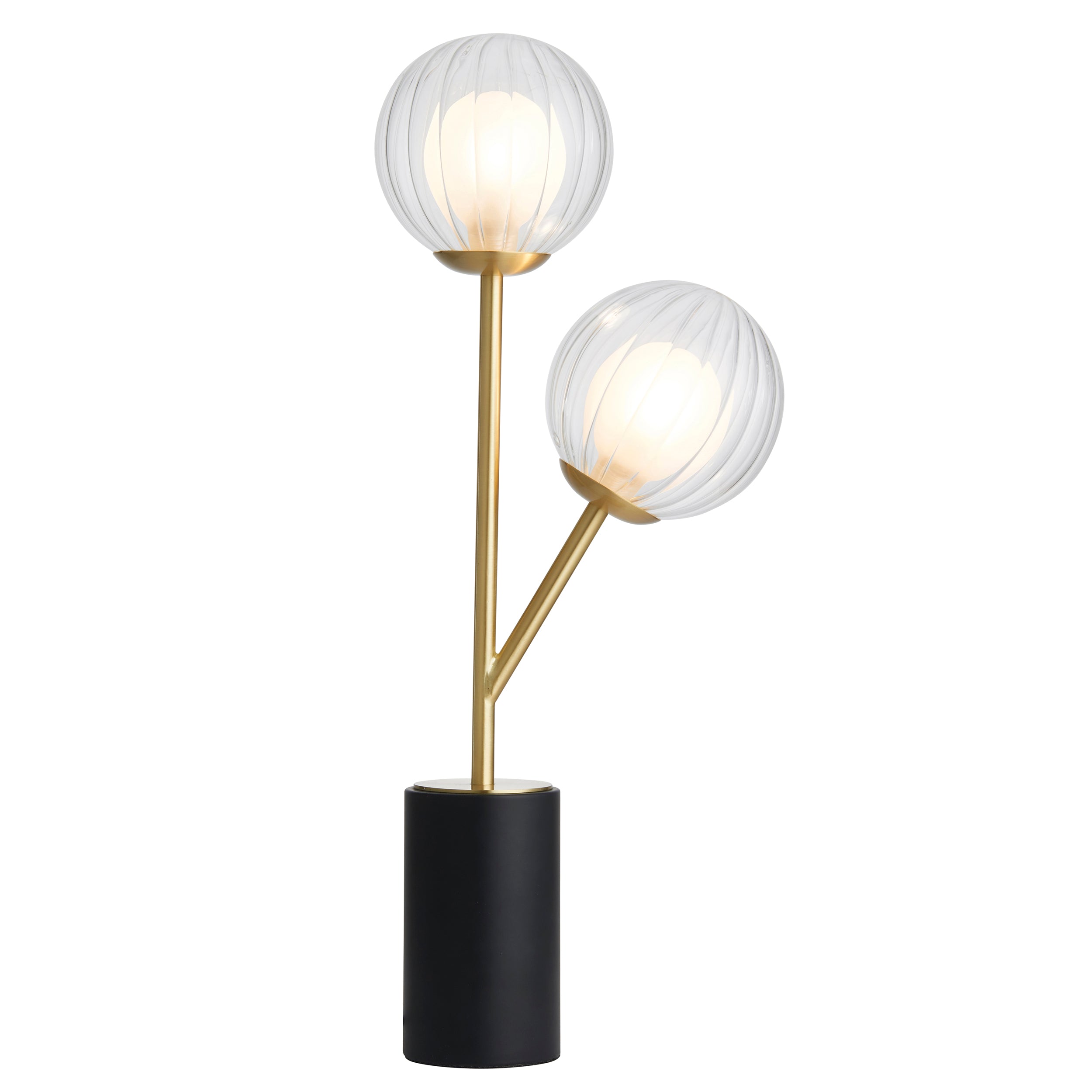 Utopia Matrix Round 2 Light Table Lamp - Satin Brass & Glass