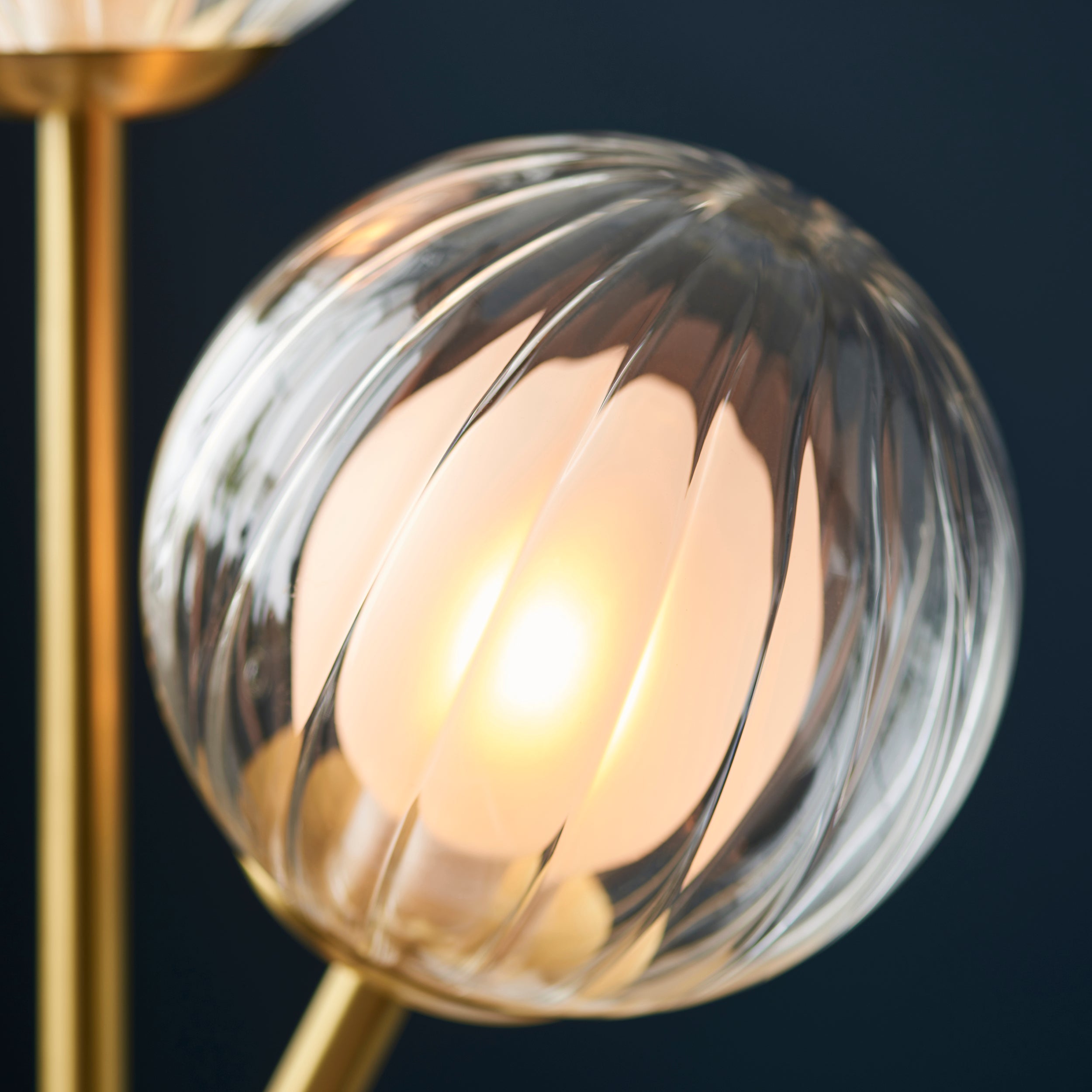 Utopia Matrix Round 2 Light Table Lamp - Satin Brass & Glass