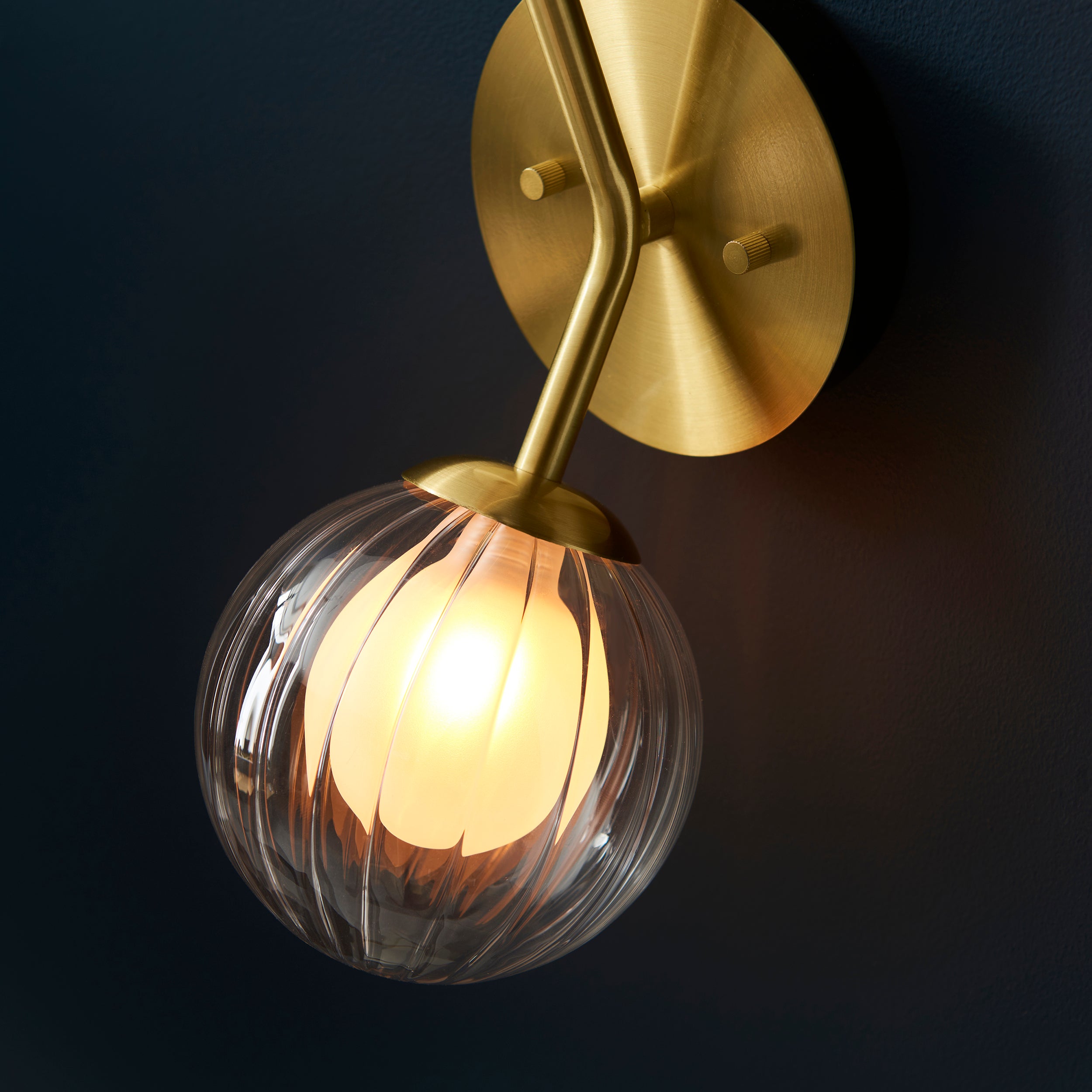 Utopia Matrix Round 2 Light Wall Lamp - Satin Brass & Glass