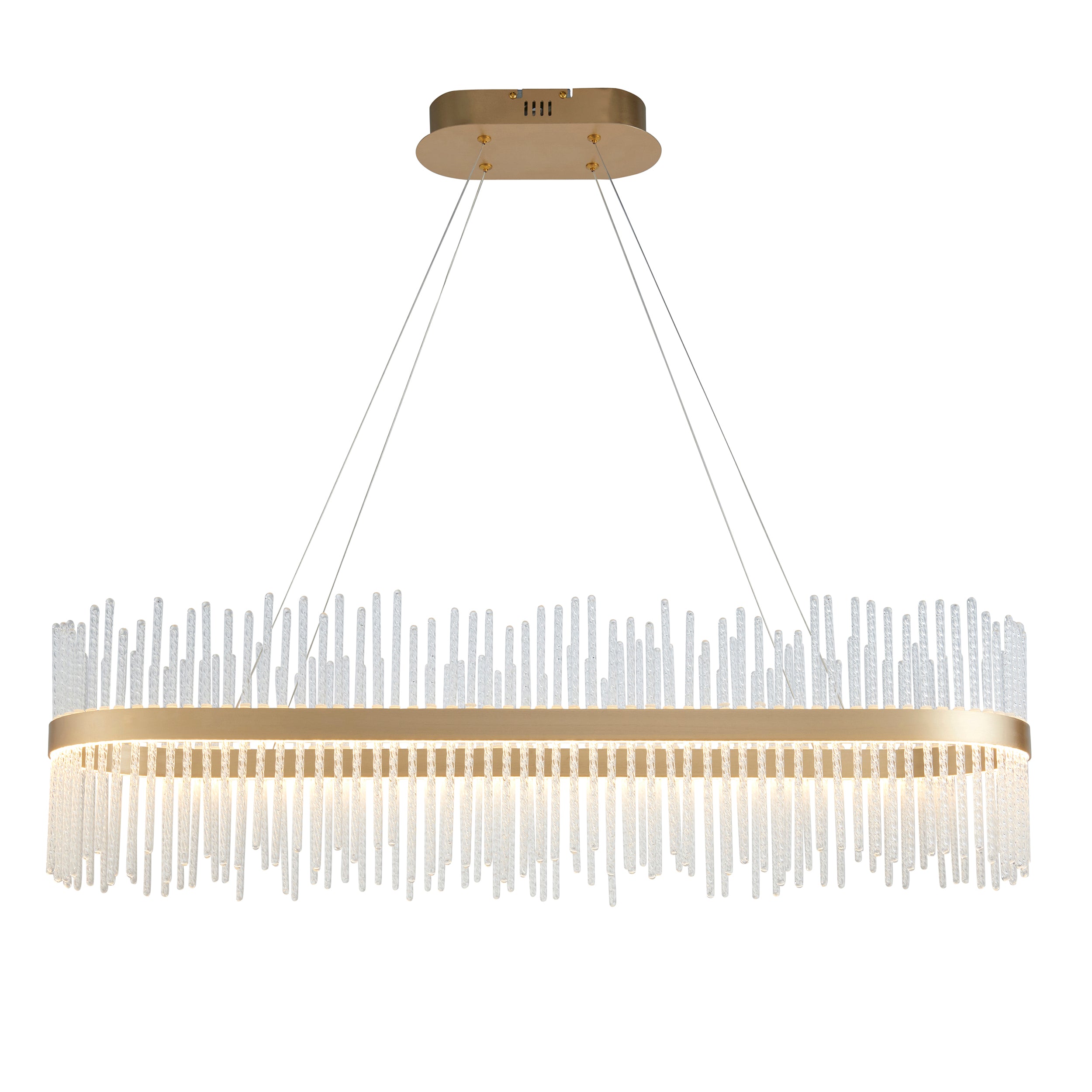 Utopia Twist Linear Pendant - Brushed Gold Plate & Clear Glass