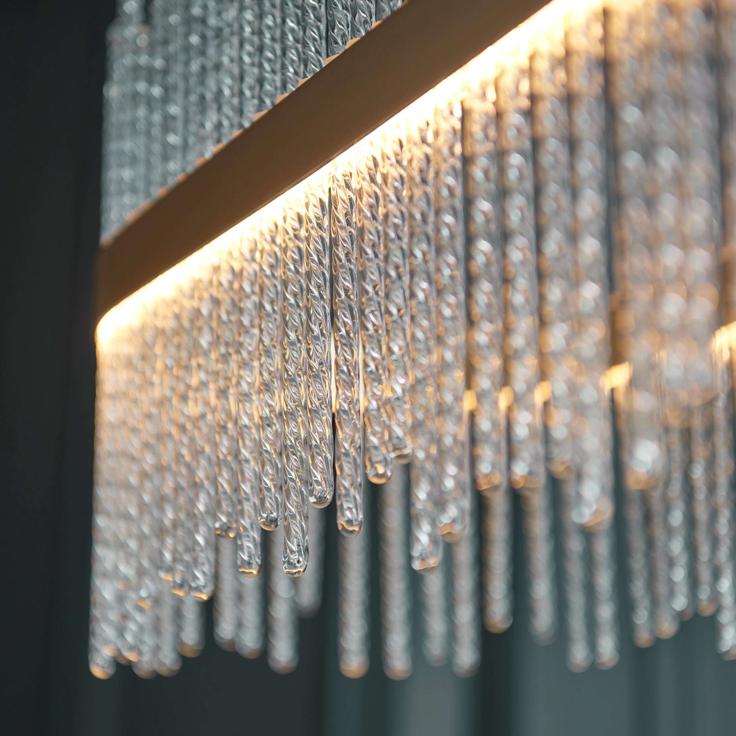 Utopia Twist Linear Pendant - Brushed Gold Plate & Clear Glass