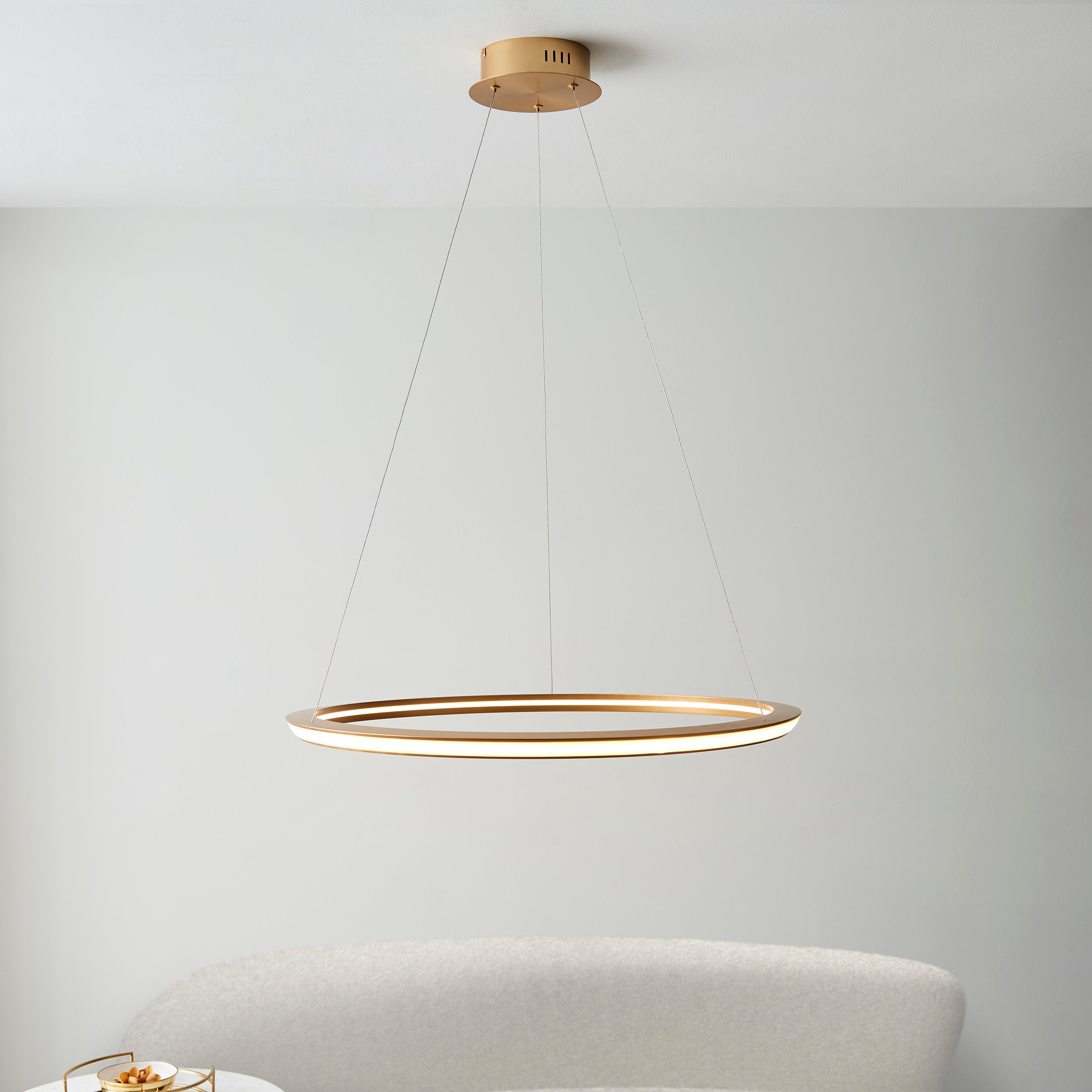 Utopia Circle LED Ring Pendant - Satin Gold