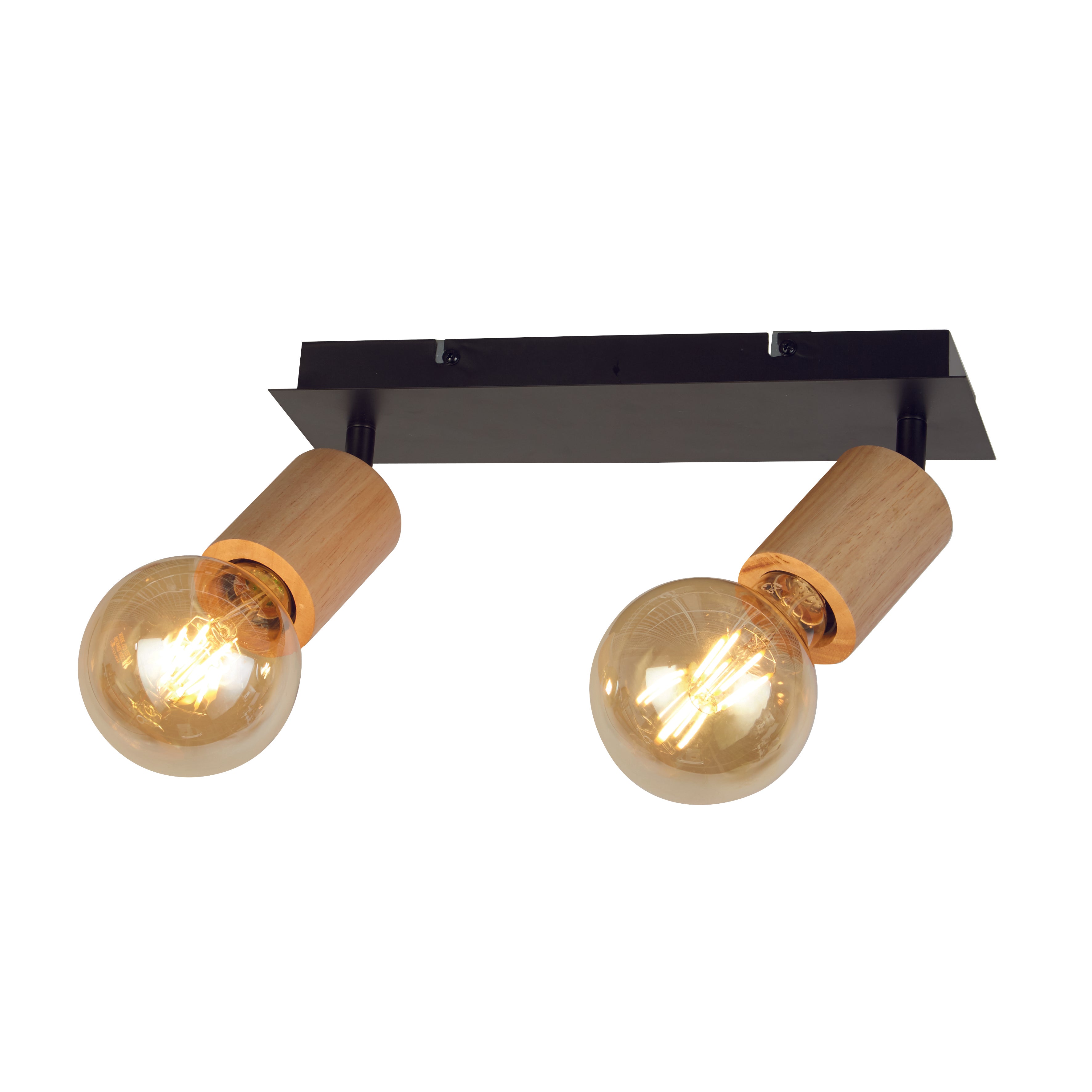 Searchlight South 2 Light Spotlight - Wood & Black Metal