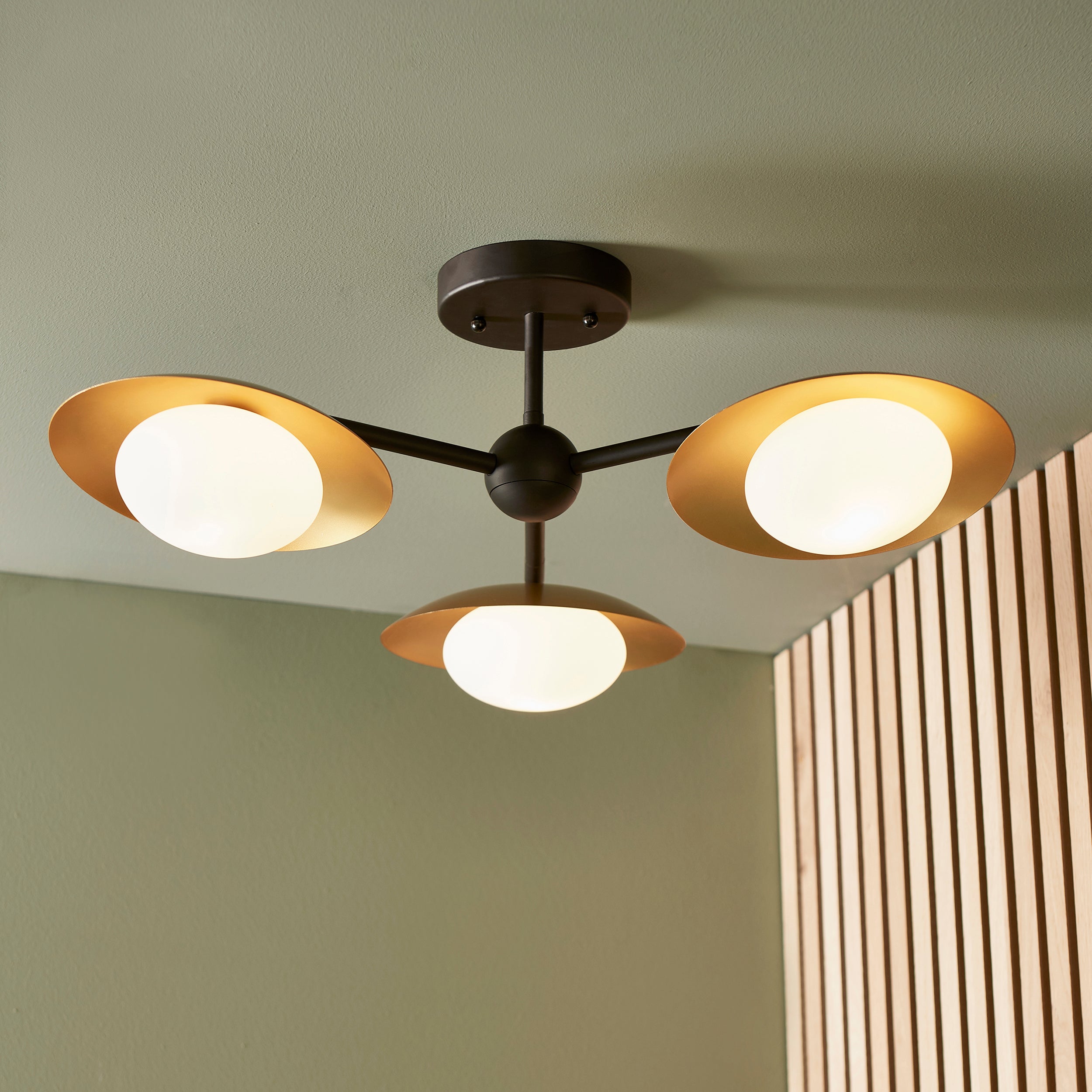 Utopia Planet 3 Light Semi Flush - Gold - 59cm Diameter