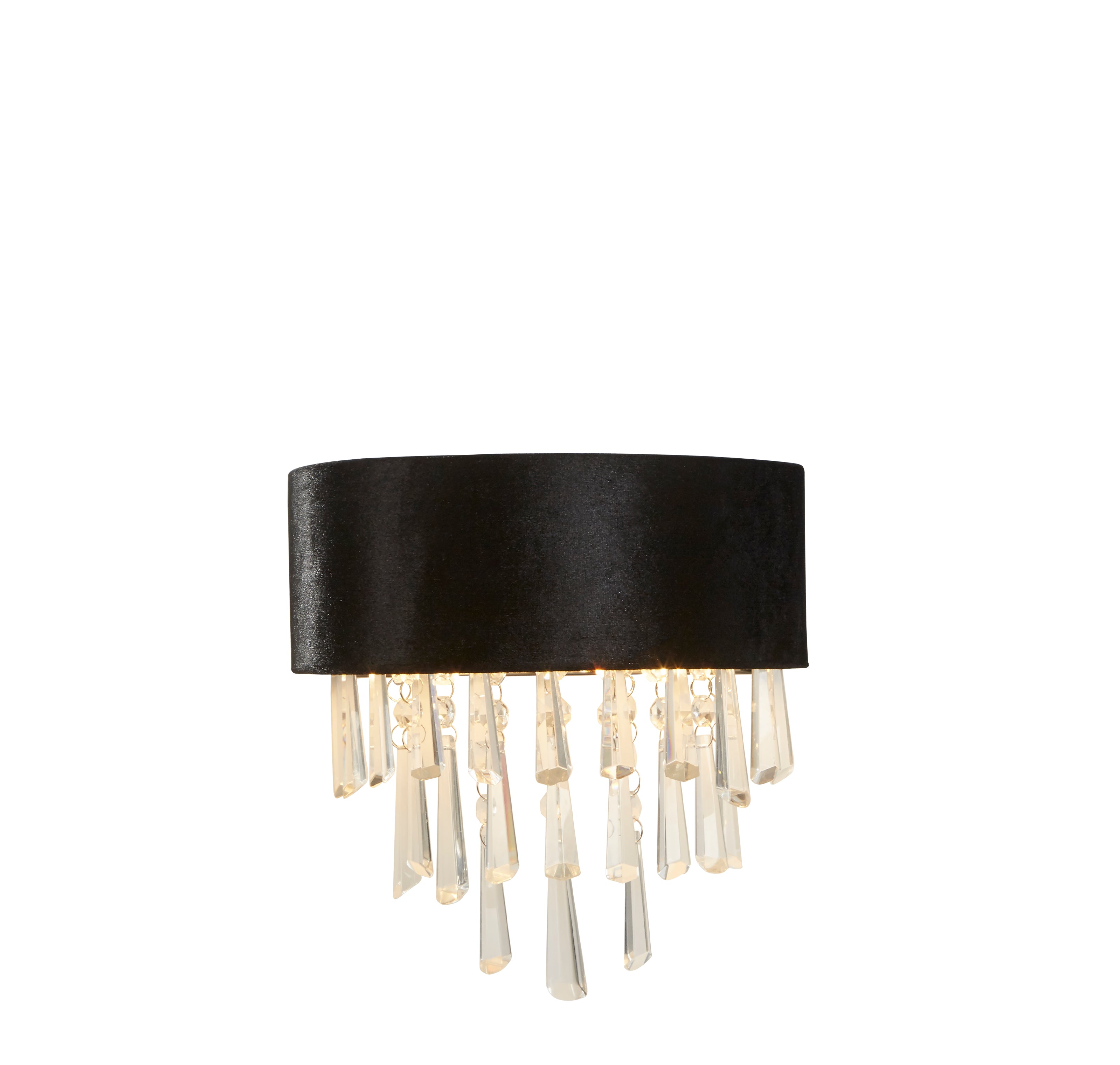Searchlight Geneva 2 Light Wall Light - Black Velvet & Clear Crystal