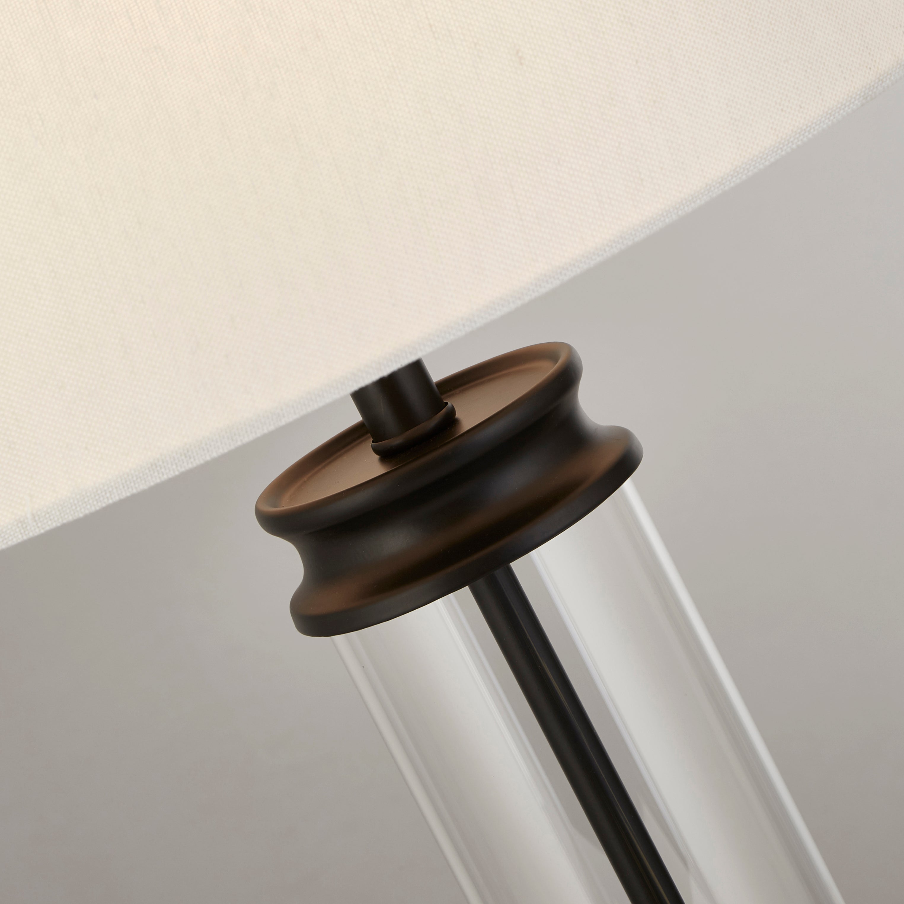 Searchlight Paulton Table Lamp - Black, Glass & Cream Fabric Shade