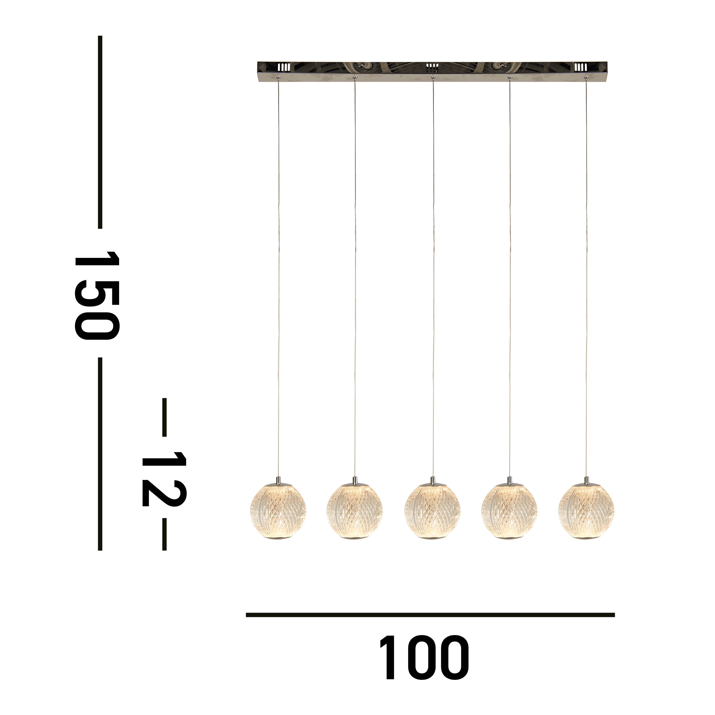 Searchlight Agnes 5 Light Bar Pendant - Chrome & Clear Acrylic