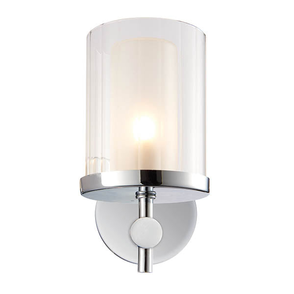 Endon Britton Single Light Wall Light - Chrome Plate & Clear Glass