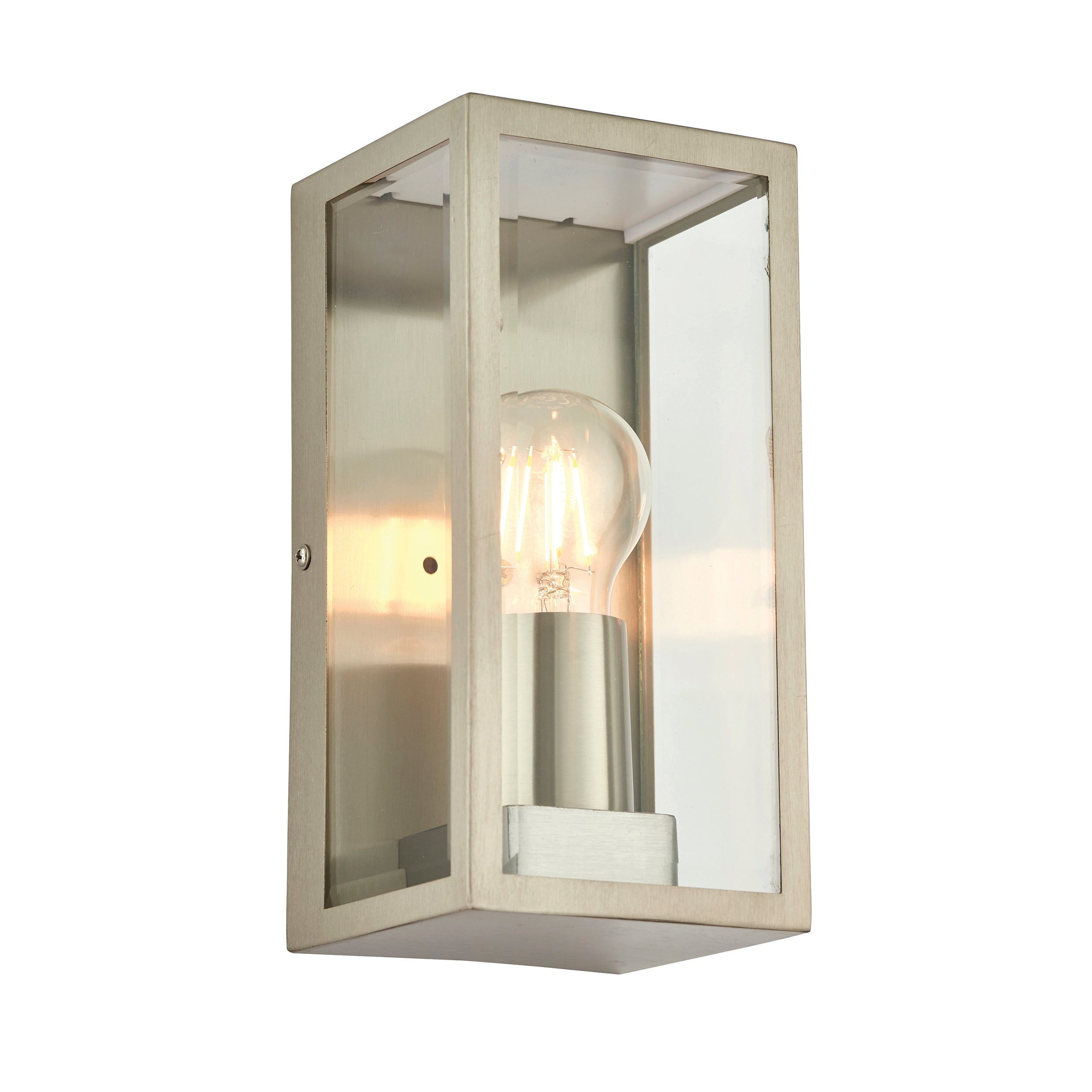 Endon Oxford Single Light Wall Fitting - Brushed Stainless Steel & Clear Glass