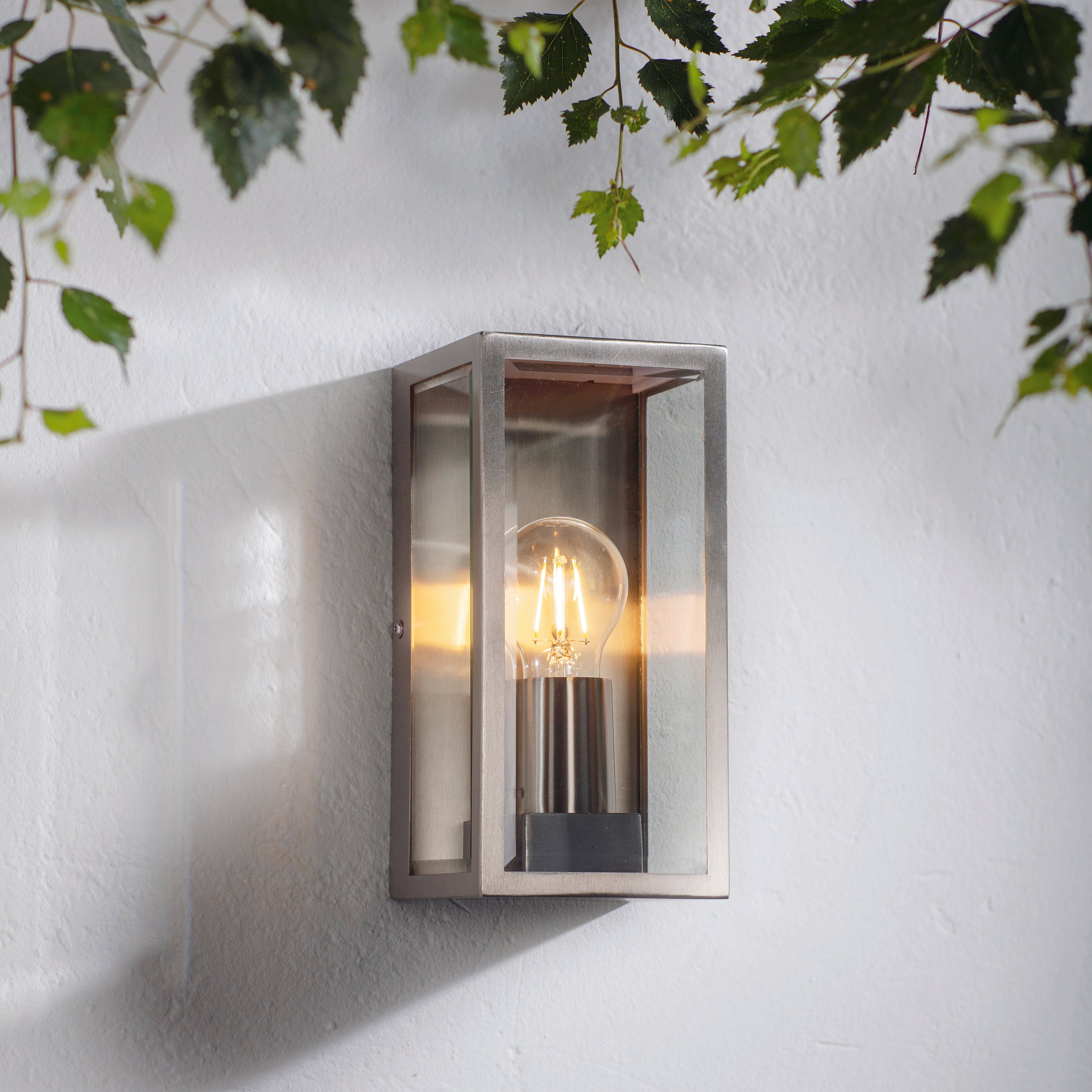 Endon Oxford Single Light Wall Fitting - Brushed Stainless Steel & Clear Glass