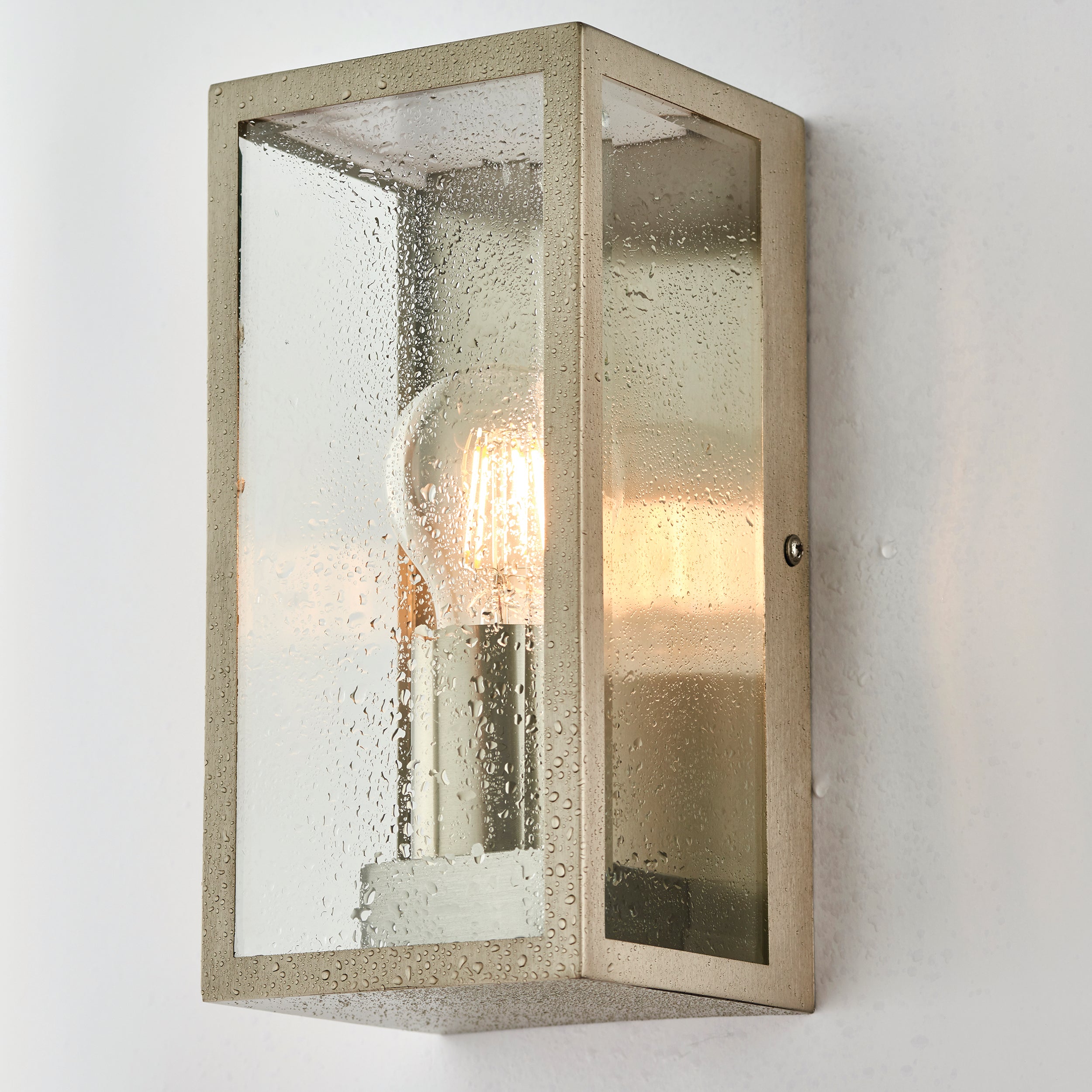 Endon Oxford Single Light Wall Fitting - Brushed Stainless Steel & Clear Glass