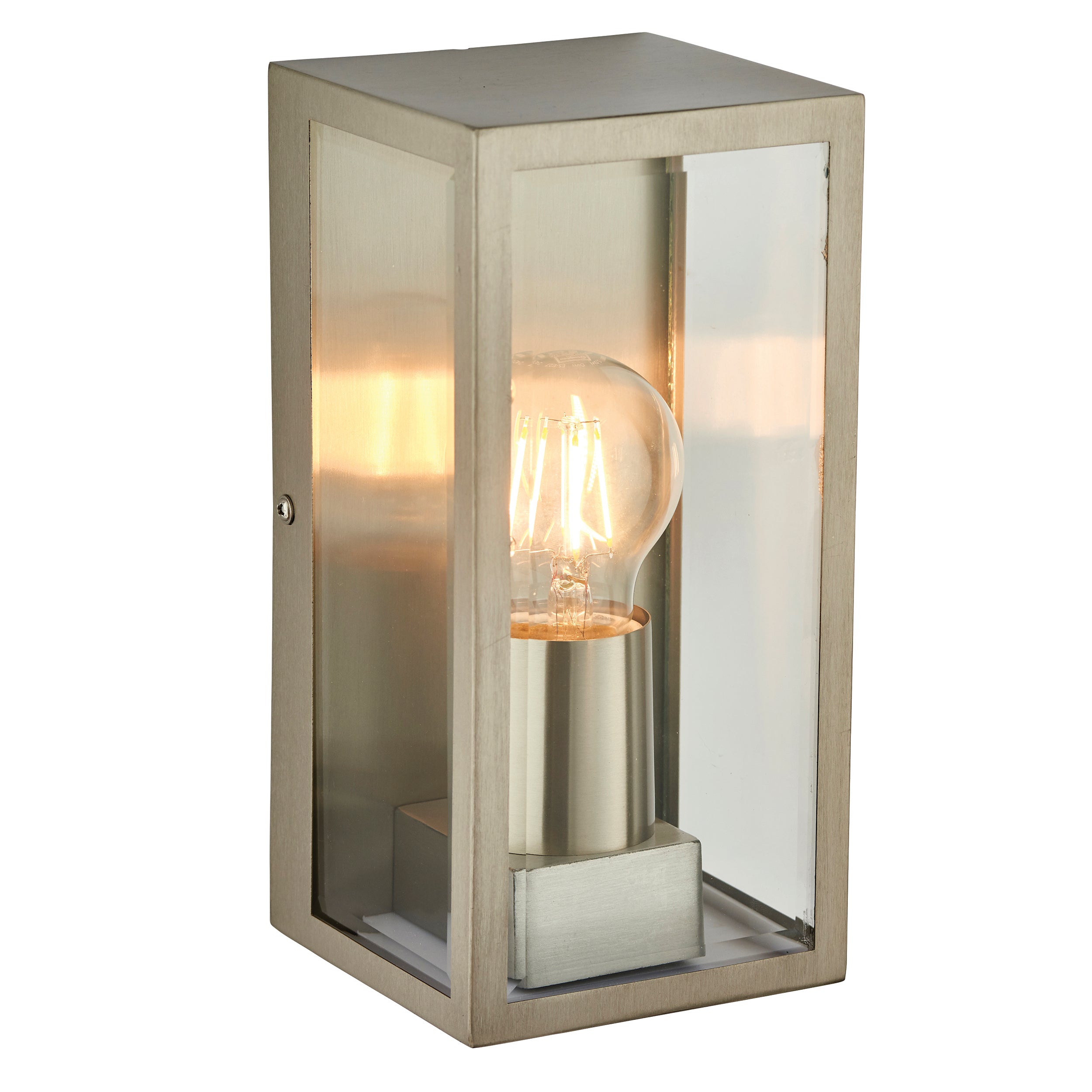 Endon Oxford Single Light Wall Fitting - Brushed Stainless Steel & Clear Glass