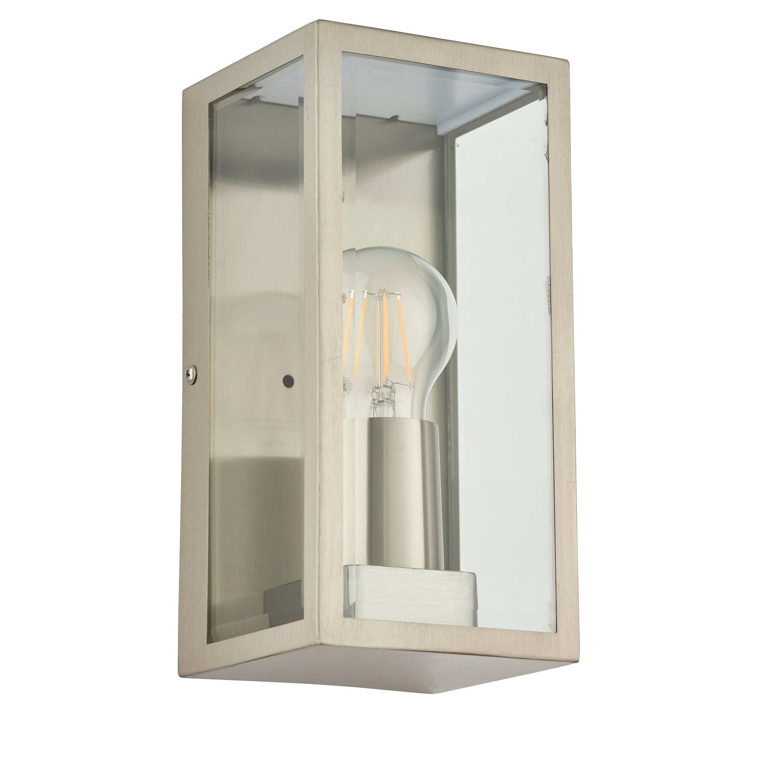 Endon Oxford Single Light Wall Fitting - Brushed Stainless Steel & Clear Glass