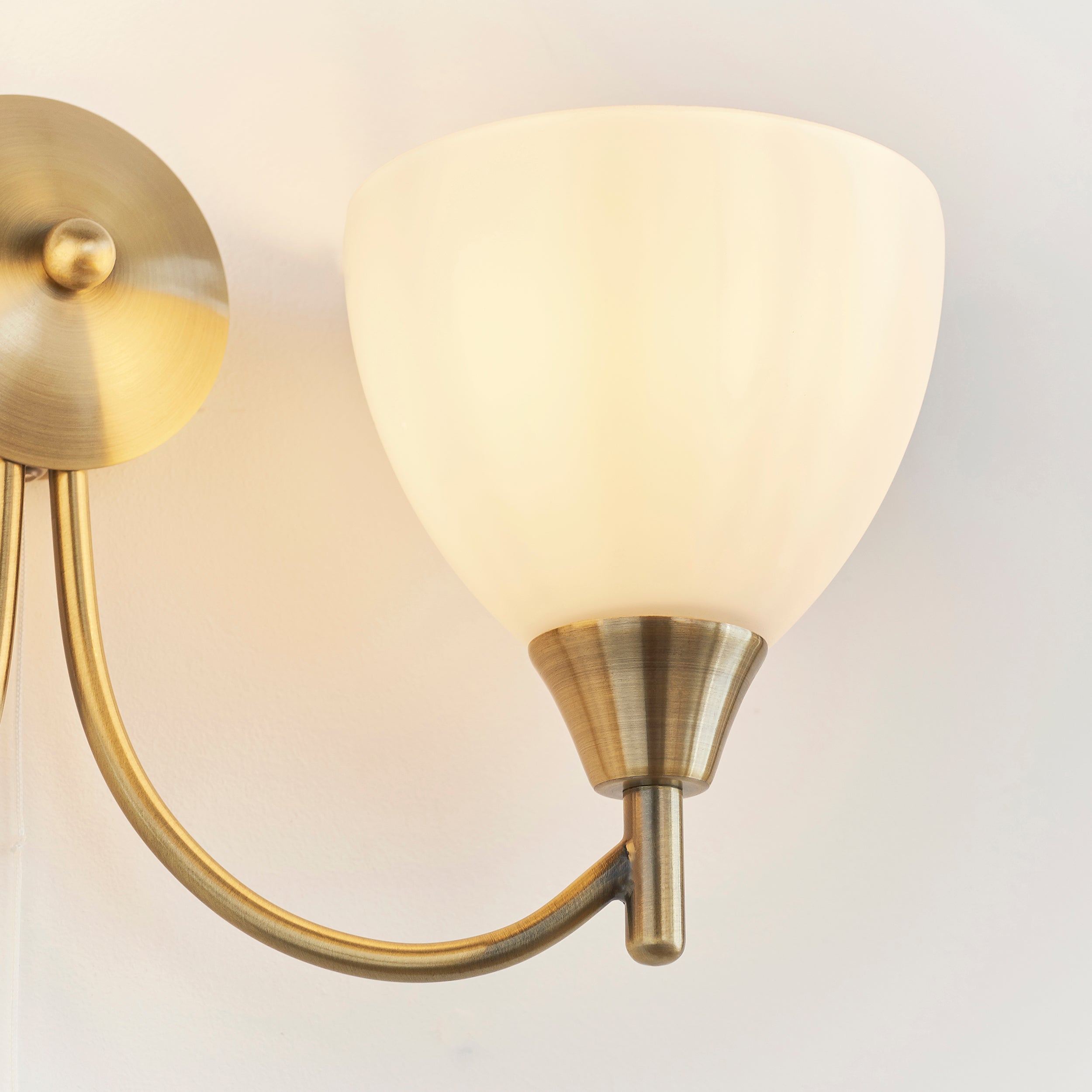 Endon Alton 2 Light Wall Light - Antique Brass Plate & Matt Opal Glass