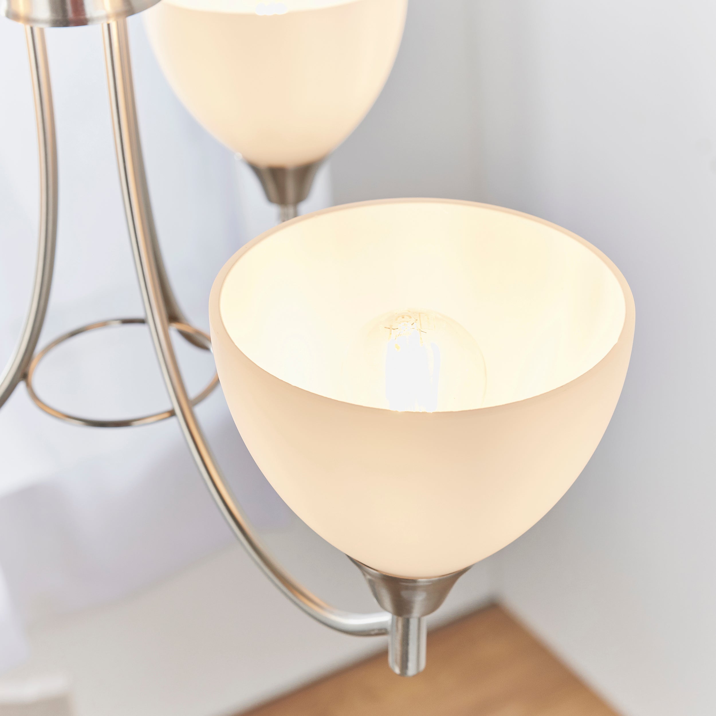 Endon Alton 3 Light Pendant - Satin Chrome Plate & Matt Opal Glass